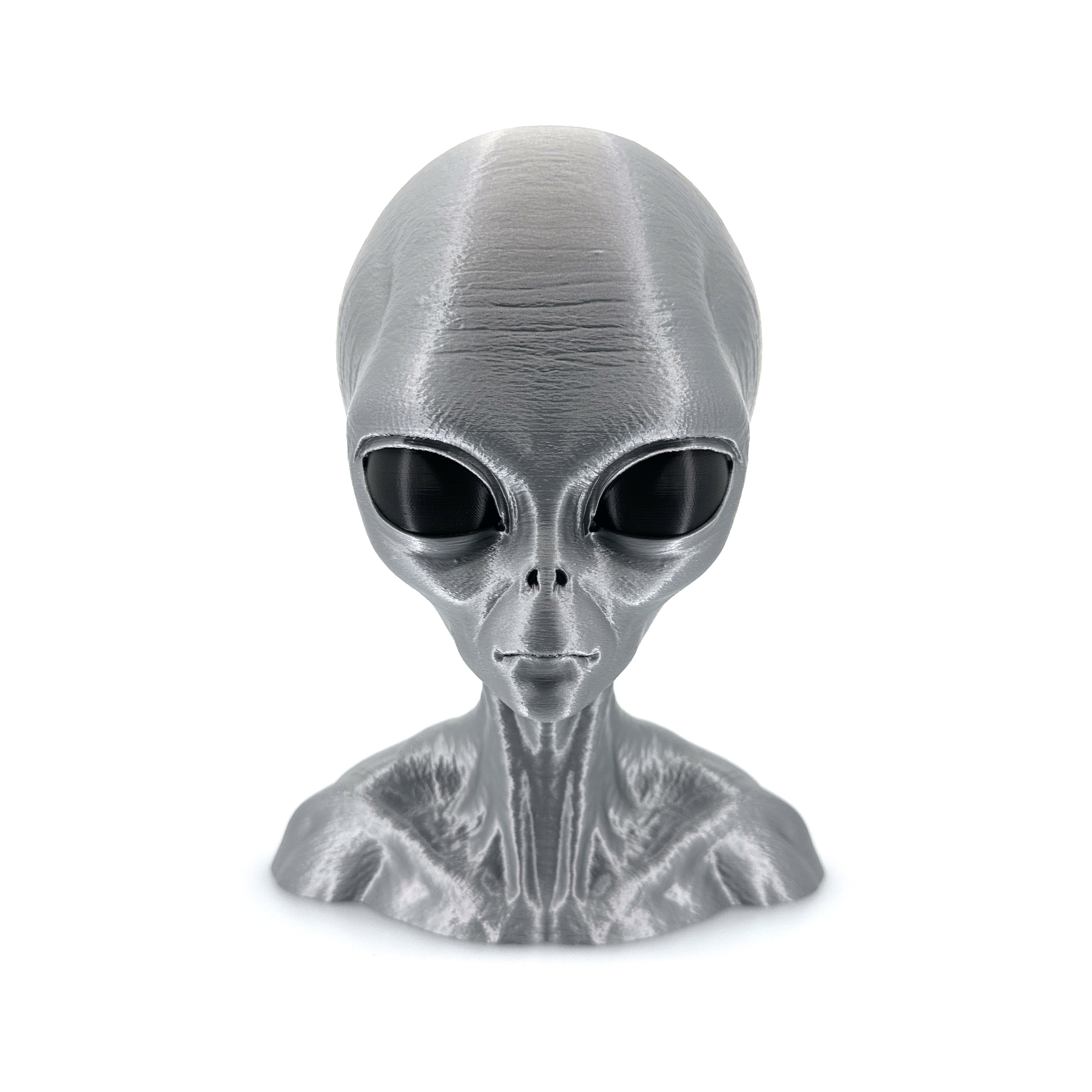 Grey Alien Head Bust – Intricate 3D Printed Sci-Fi Decor