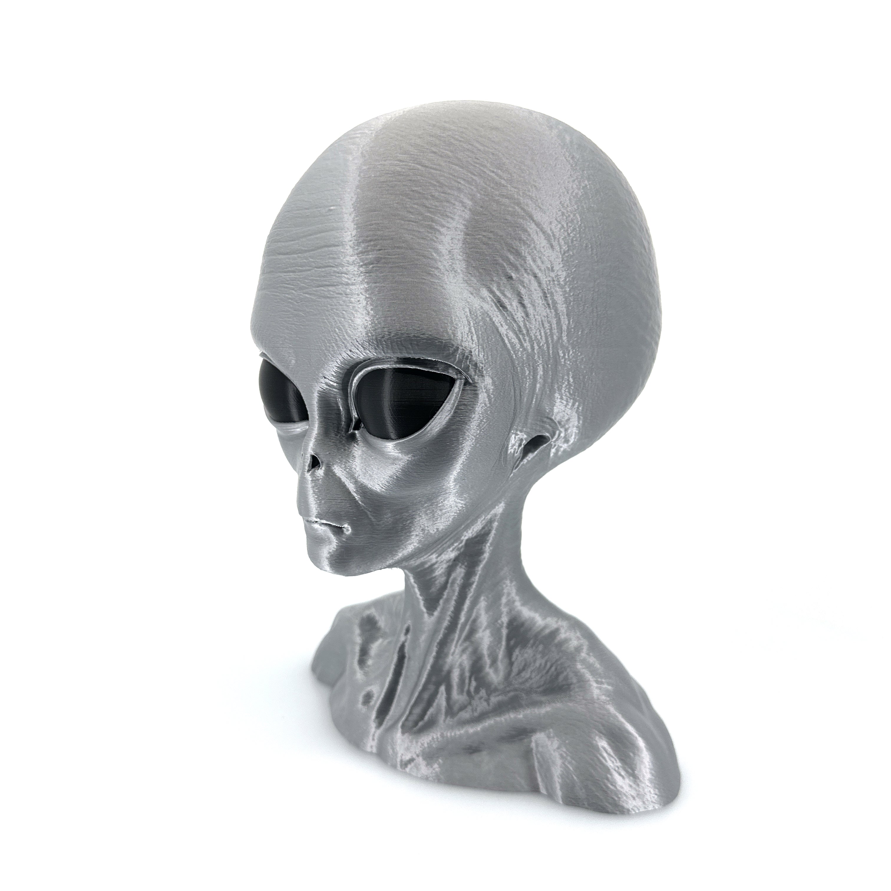 Grey Alien Head Bust – Intricate 3D Printed Sci-Fi Decor