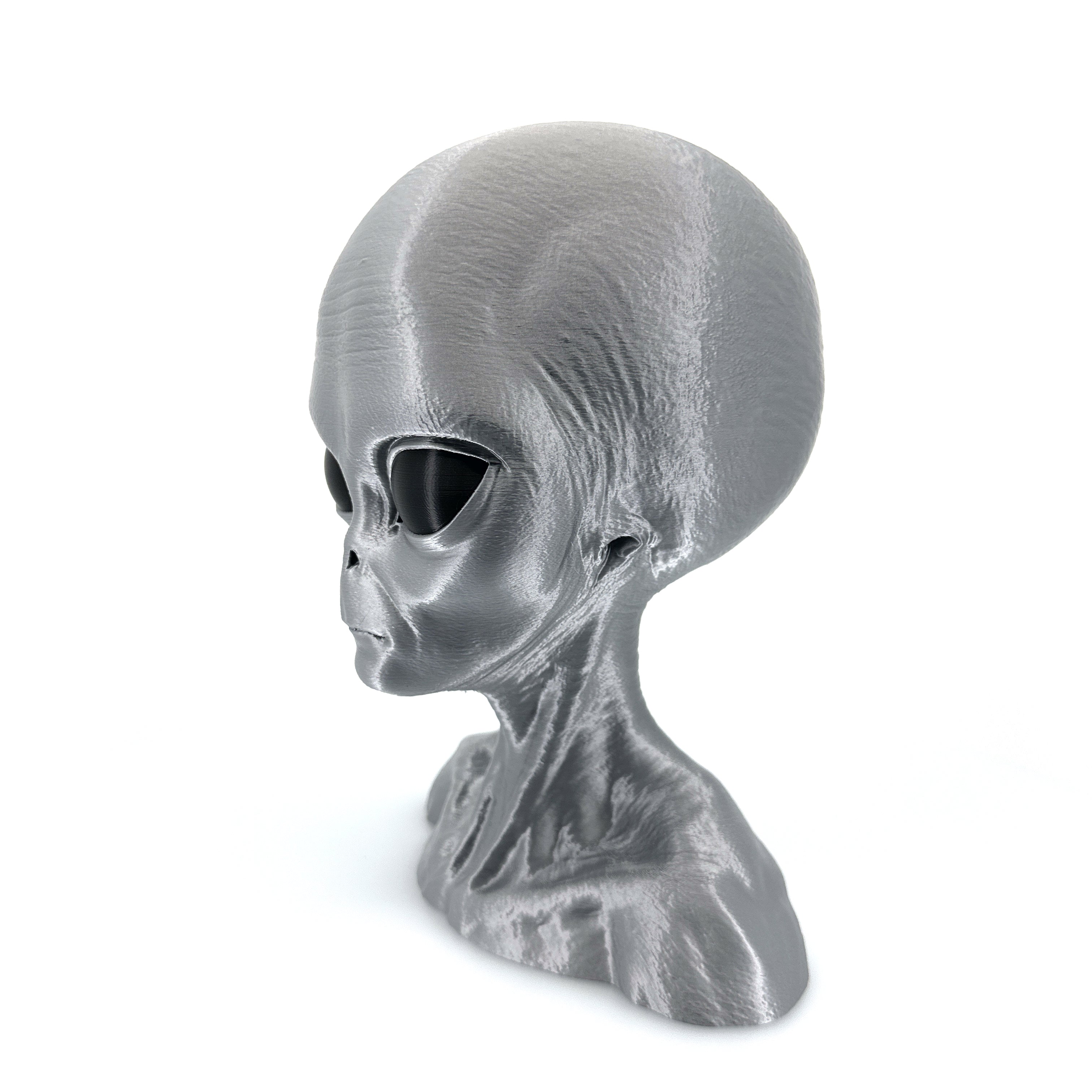 Grey Alien Head Bust – Intricate 3D Printed Sci-Fi Decor
