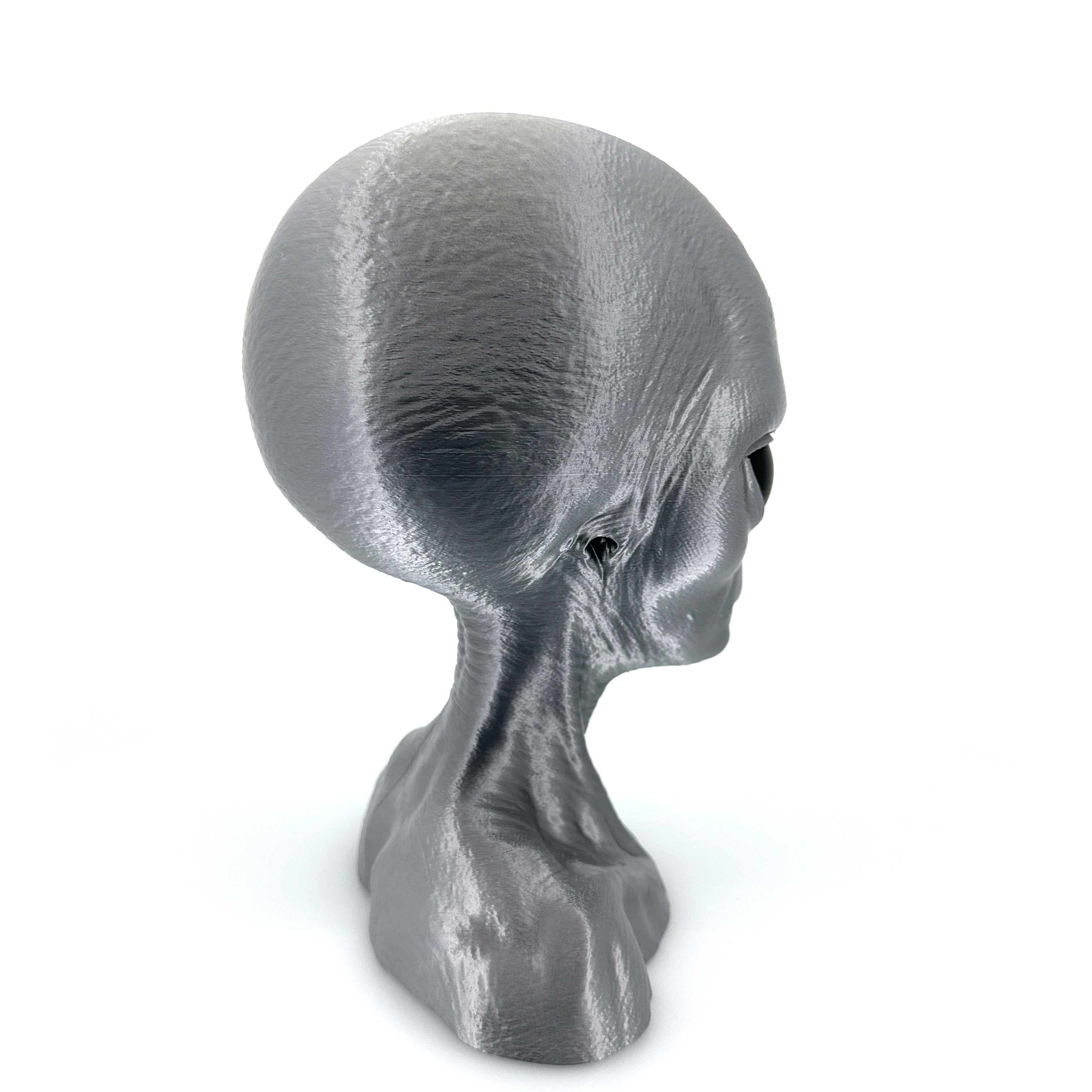 Grey Alien Head Bust – Intricate 3D Printed Sci-Fi Decor