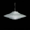 Classic Flying Saucer UFO Christmas ornament with metal hook, 3D printed in silver-grey PLA