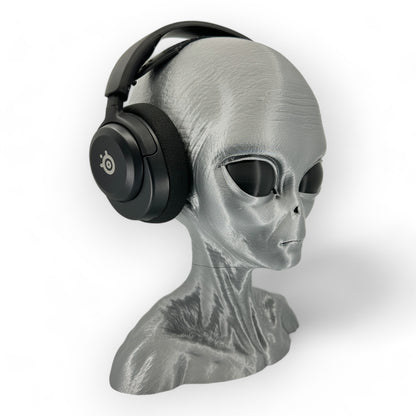 Grey Alien Headphone Stand 12" Tall