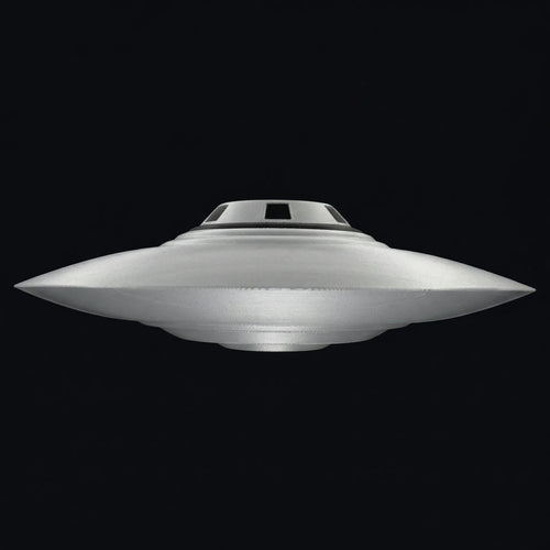Bob Lazar UFO Model | Area 51 Flying Saucer | 3D Printed Silver & Black Replica | 4–12″ Sizes + Stand