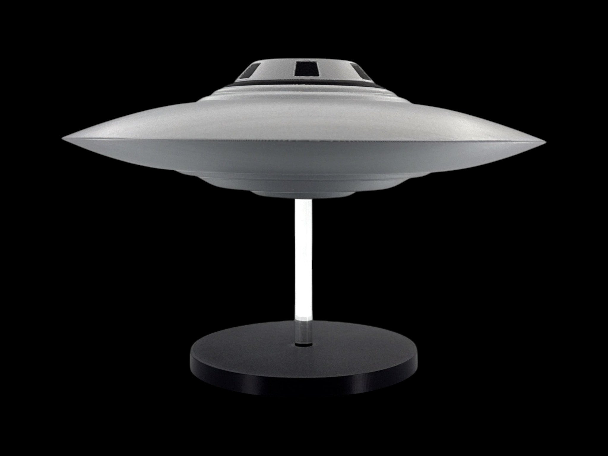 Bob Lazar S4 Sport Model UFO – 4"–12" — view 6, 3D printed replica on black background