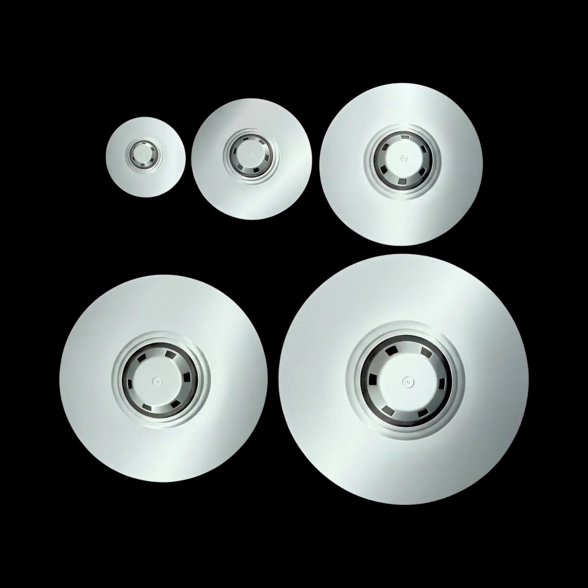 Bob Lazar S4 Sport Model UFO replica size comparison showing all five variants from 4-inch to 12-inch