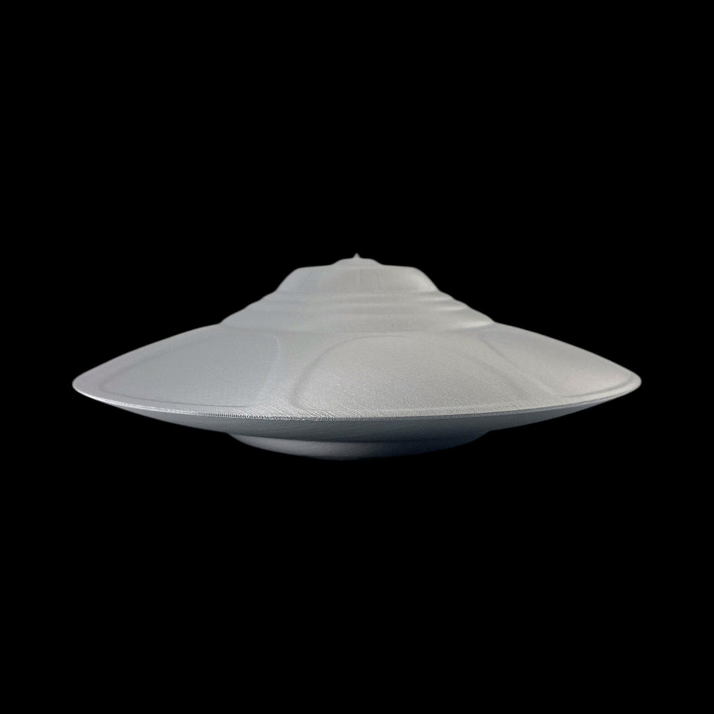 Classic Flying Saucer – 3"–9" — view 2, 3D printed replica on black background