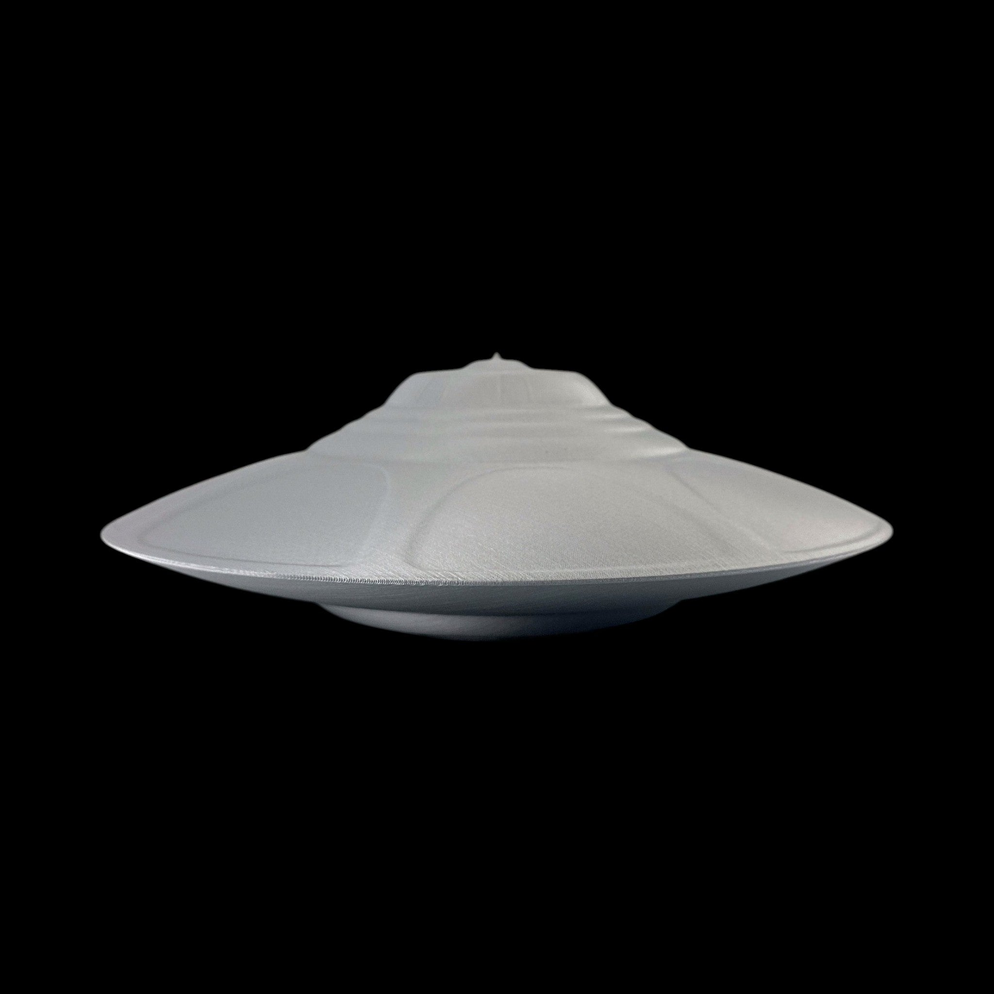 Classic Flying Saucer – 3"–9" — view 2, 3D printed replica on black background