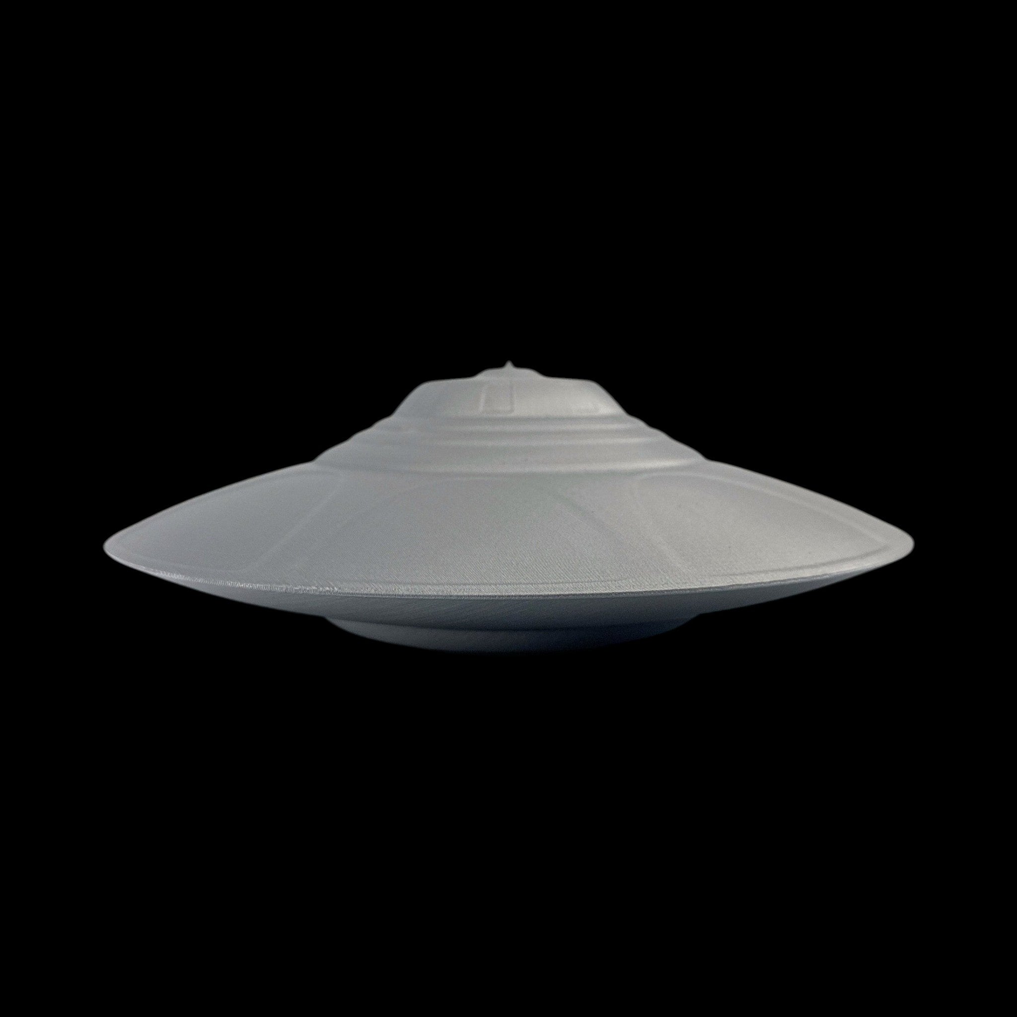 Classic Flying Saucer – 3"–9" — view 3, 3D printed replica on black background