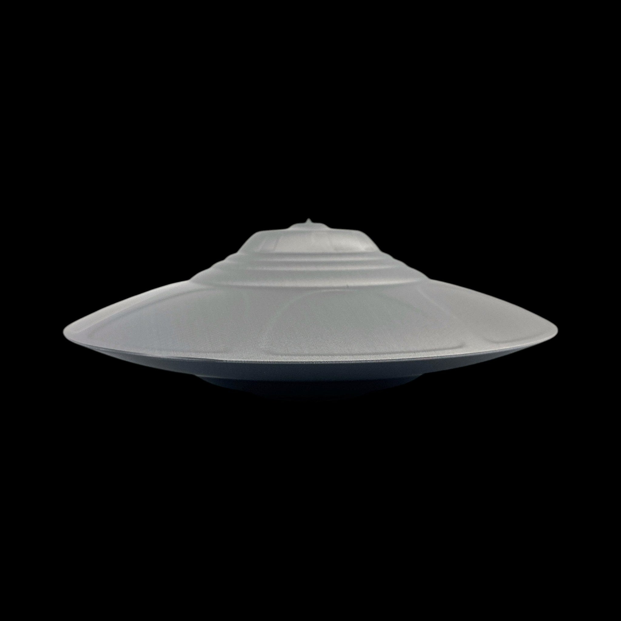 Classic Flying Saucer – 3"–9" — view 9, 3D printed replica on black background