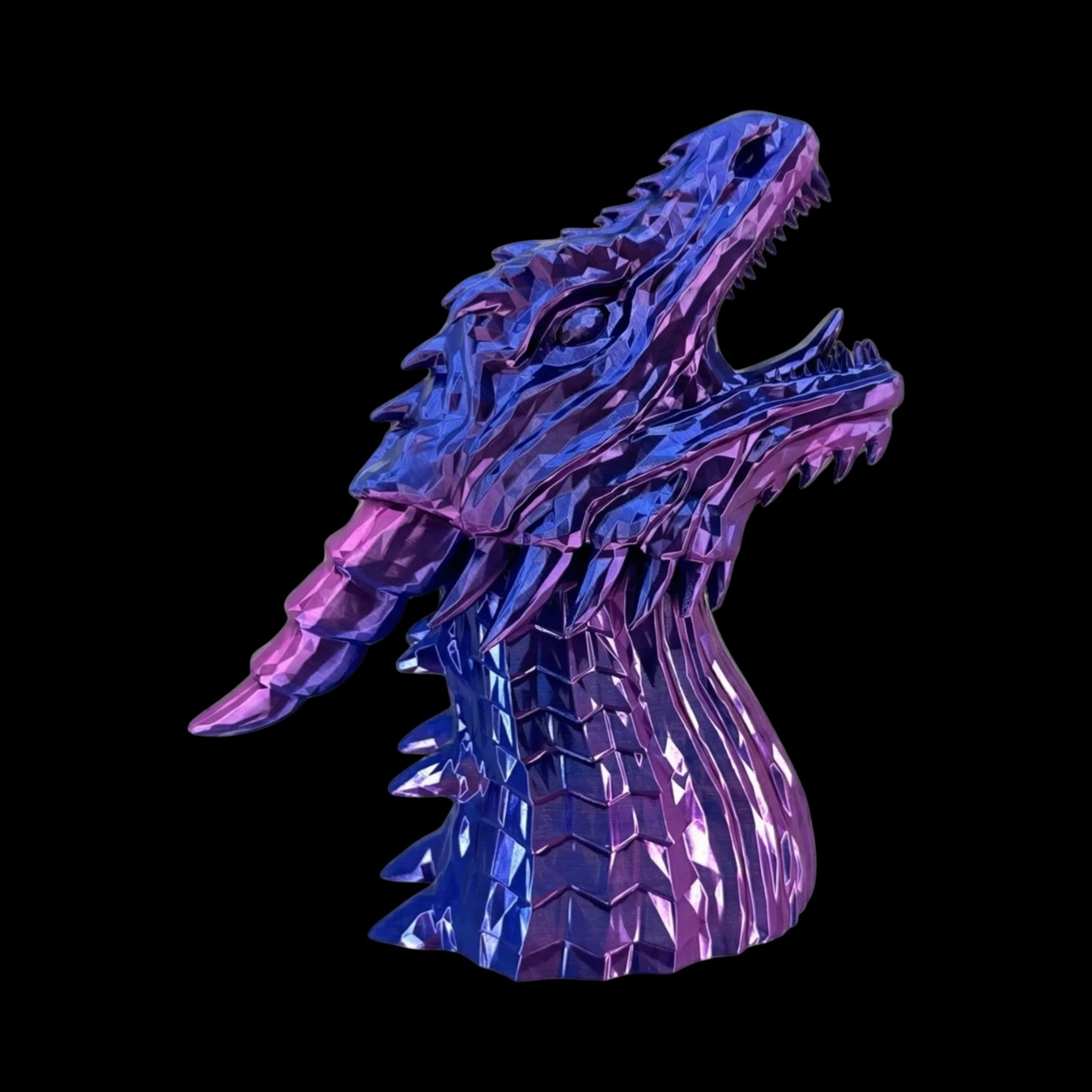 Dragon Headphone Stand 12 Inch Geometric Silk Multi-Color PLA Blue Magenta - 3D Printed Headset Holder by UFODesigns3D