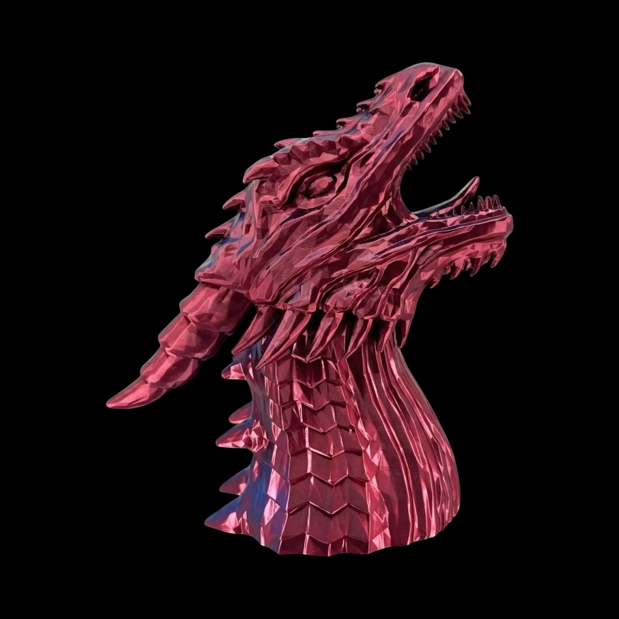 Dragon Headphone Stand 12 Inch Geometric Silk Multi-Color PLA Blue Red - 3D Printed Headset Holder by UFODesigns3D