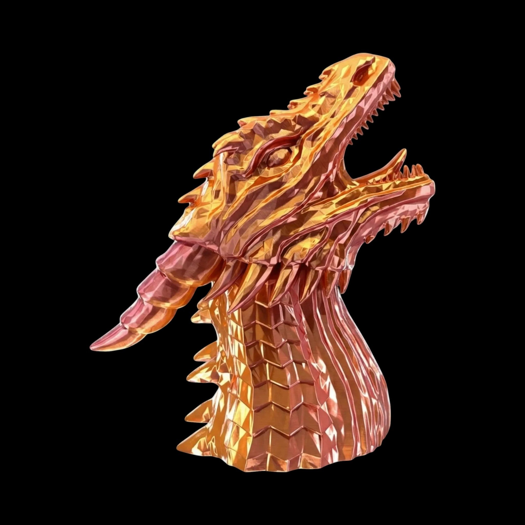 Dragon Headphone Stand 12 Inch Geometric Silk Multi-Color PLA Pink Gold - 3D Printed Headset Holder by UFODesigns3D