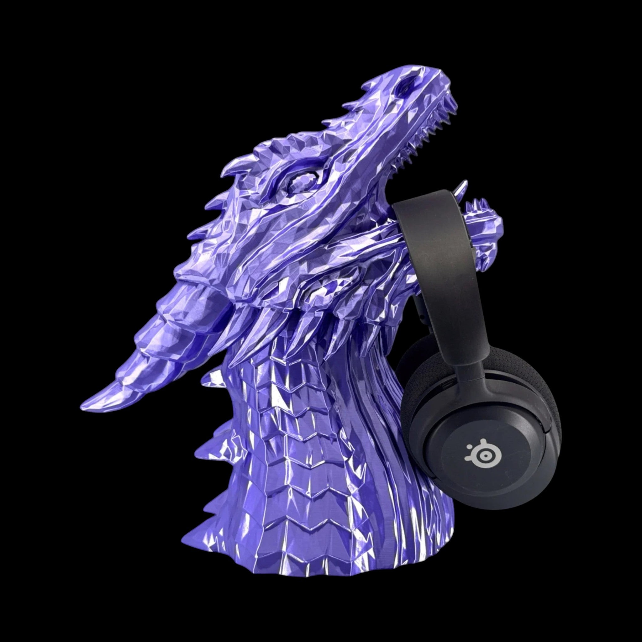 Dragon Headphone Stand 12 Inch Silk PLA Royal Purple - 3D Printed by UFODesigns3D