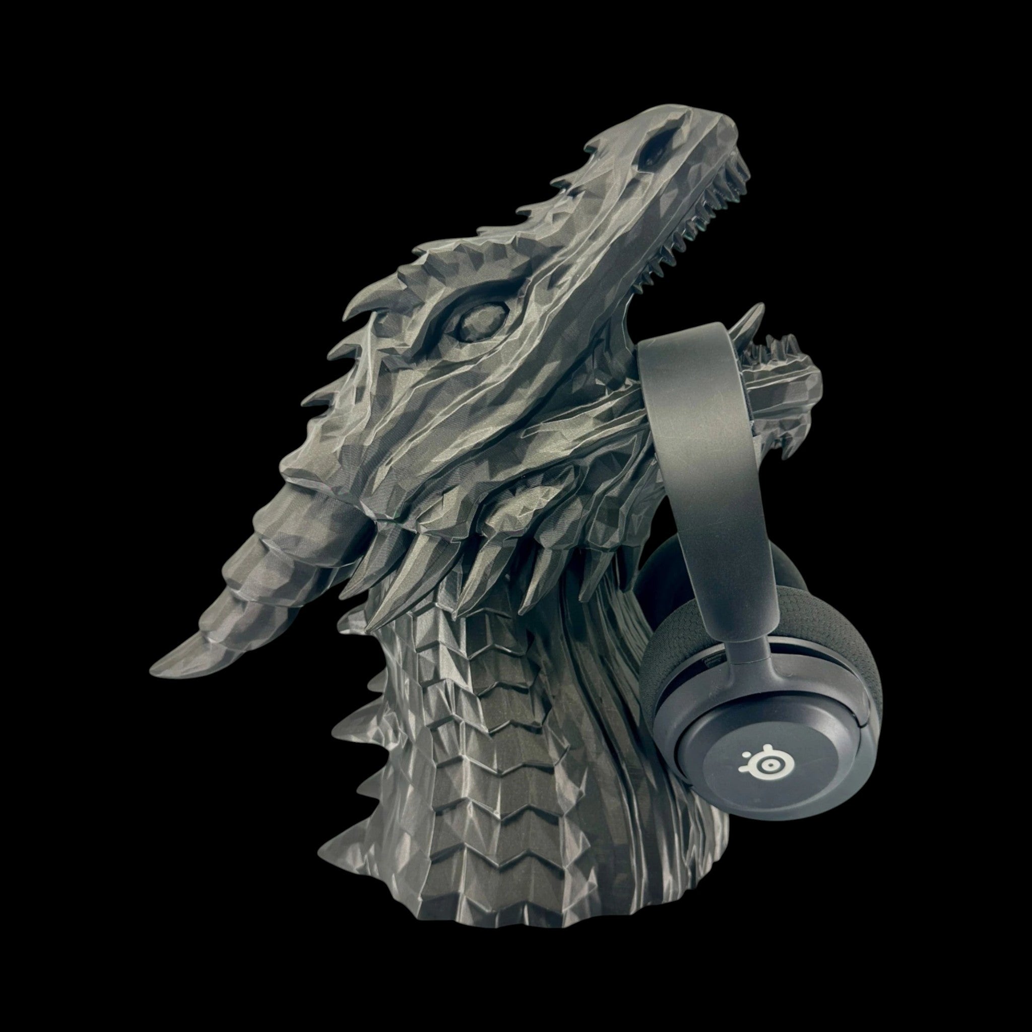 Dragon Headphone Stand 12 Inch Geometric 3D Printed Metallic Finish by UFODesigns3D