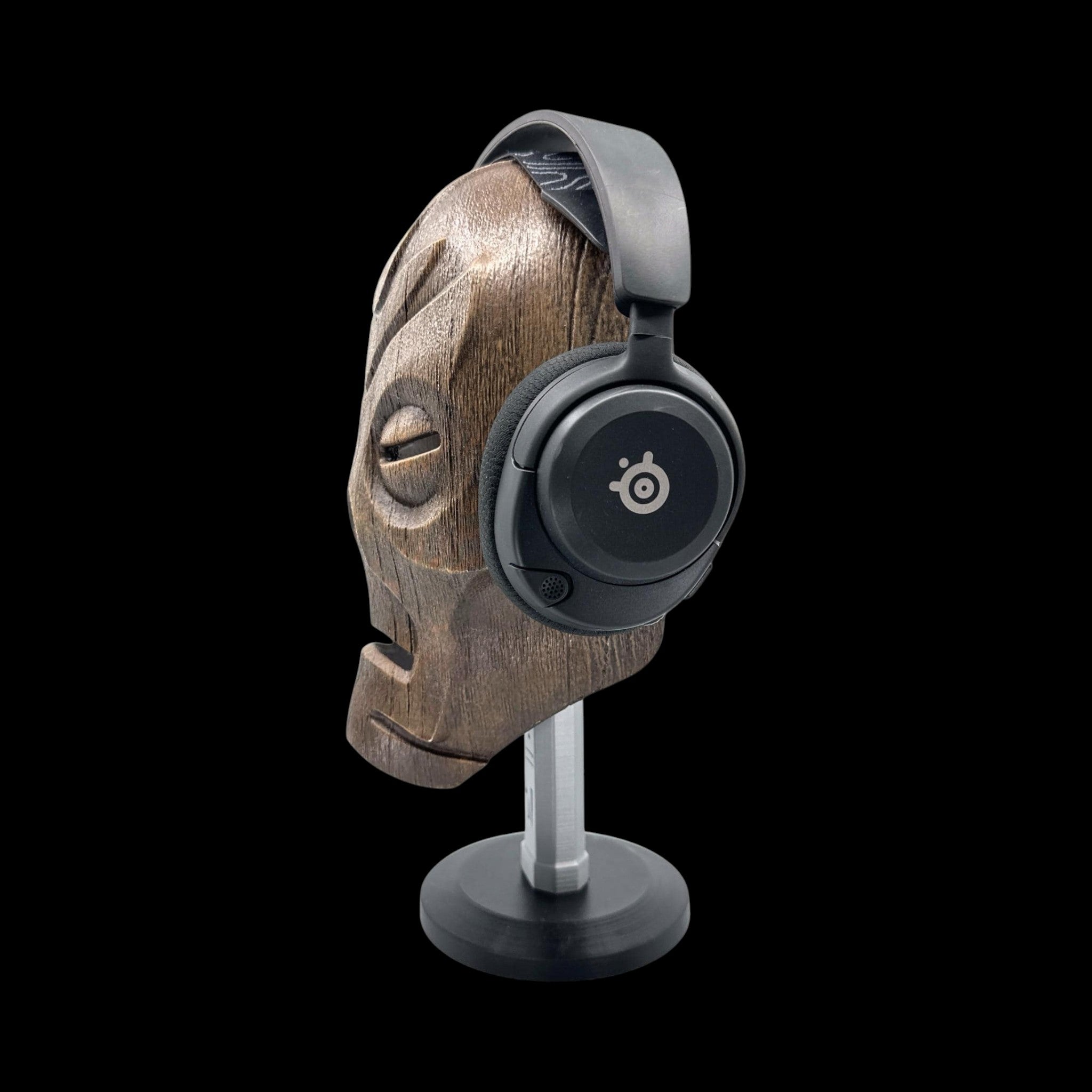 Dragon Priest Mask Stand – 12.5" — view 2, 3D printed replica on black background