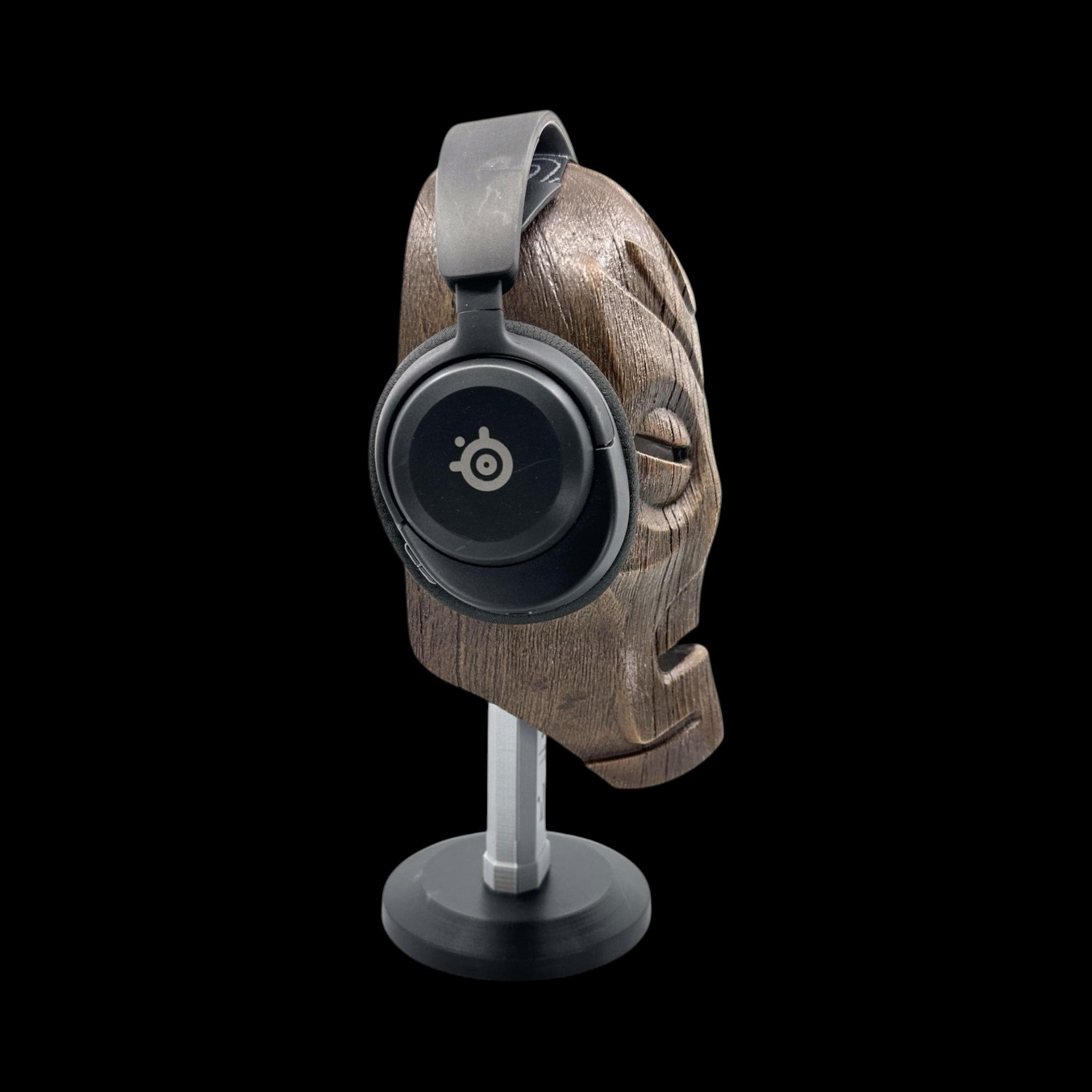Dragon Priest Mask Stand – 12.5" — view 4, 3D printed replica on black background
