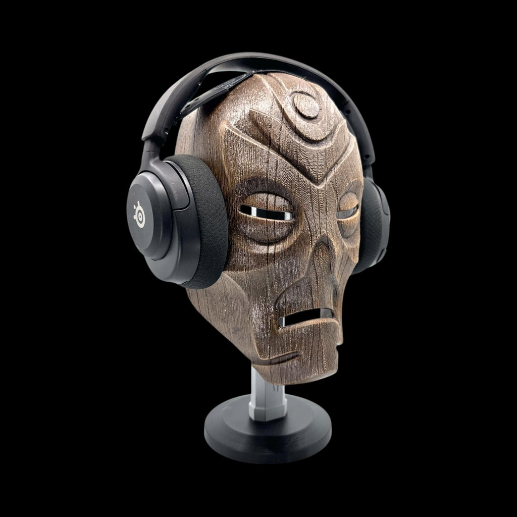 Dragon Priest Mask Stand – 12.5" — view 5, 3D printed replica on black background