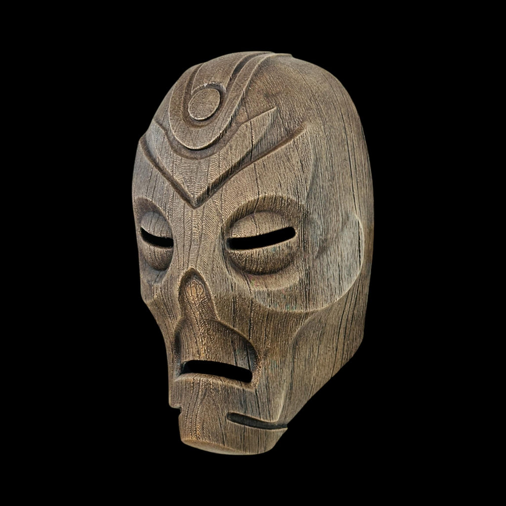 Dragon Priest Wooden Mask – Wearable — view 4, 3D printed replica on black background