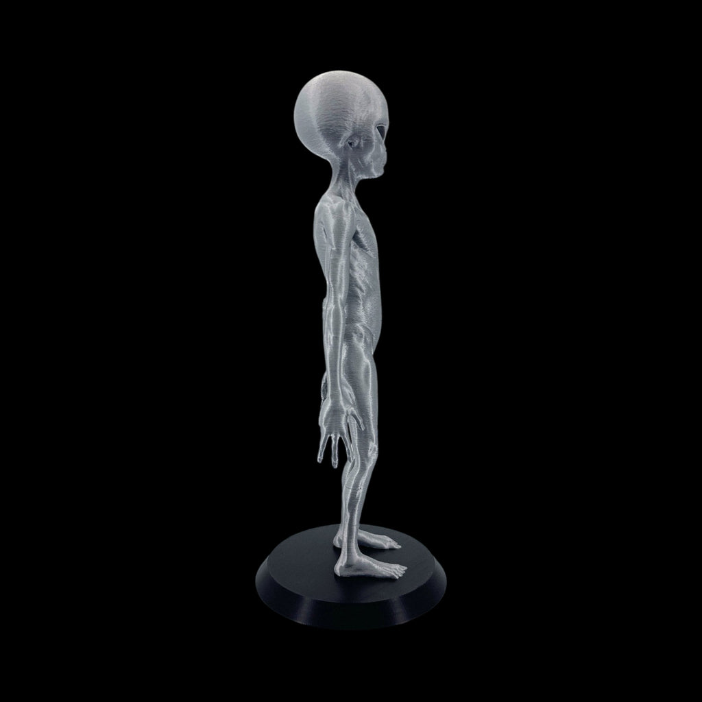 Grey Alien Figurine – 10"–12" — view 7, 3D printed replica on black background