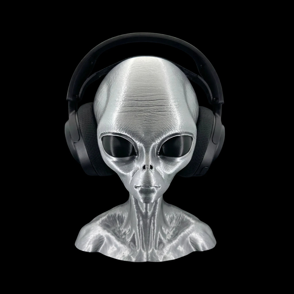 Grey Alien Headphone Stand 12 Inch - 3D Printed by UFODesigns3D