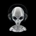 Grey Alien Headphone Stand 12 Inch - 3D Printed by UFODesigns3D