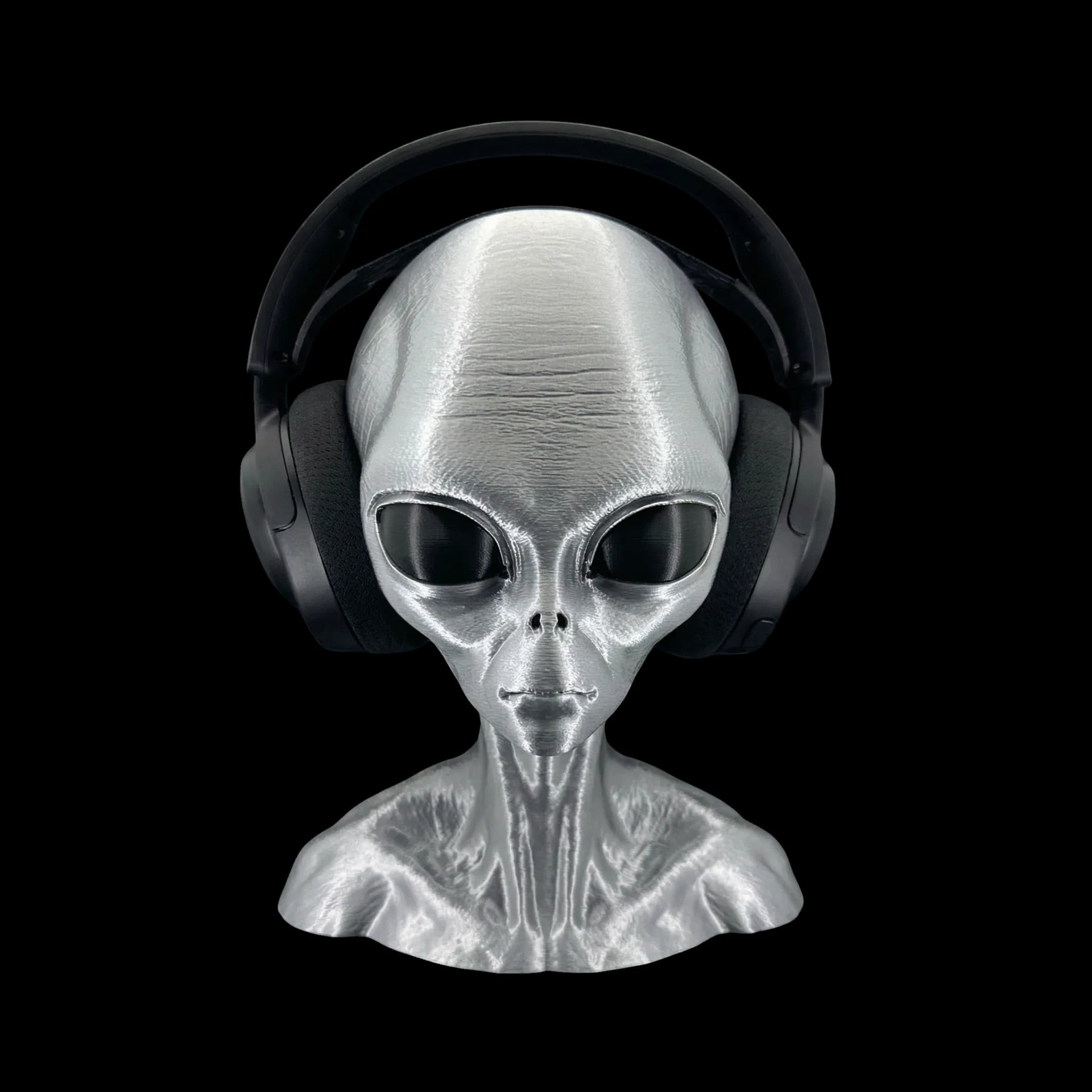 Grey Alien Headphone Stand 12 Inch - 3D Printed by UFODesigns3D