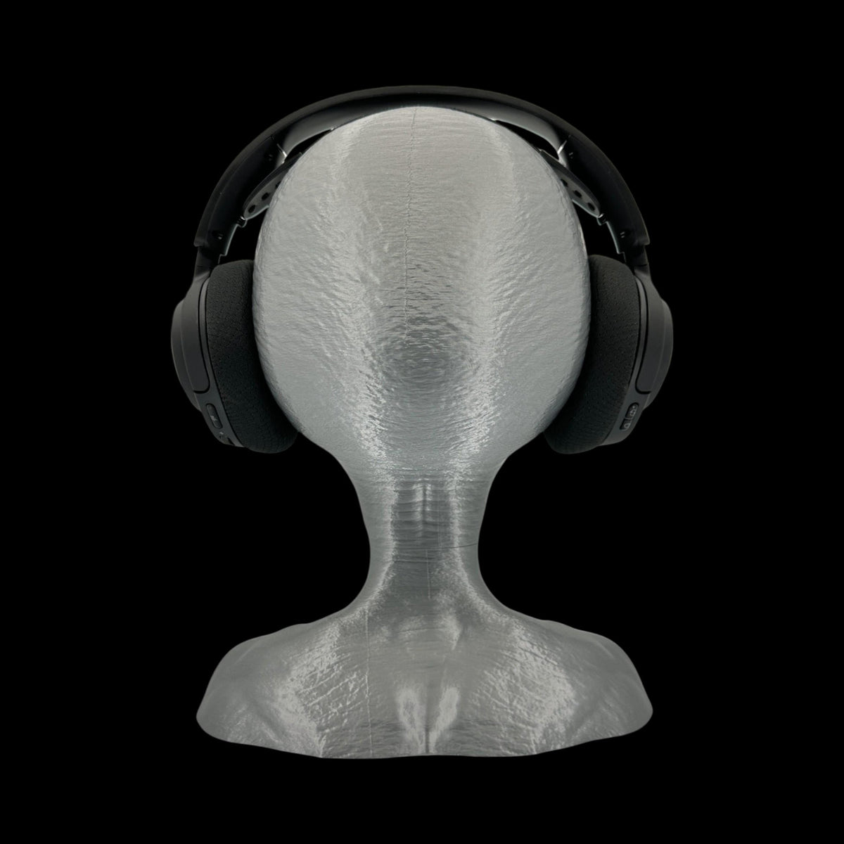 Grey Alien Headphone Stand – 12" — view 4, 3D printed replica on black background