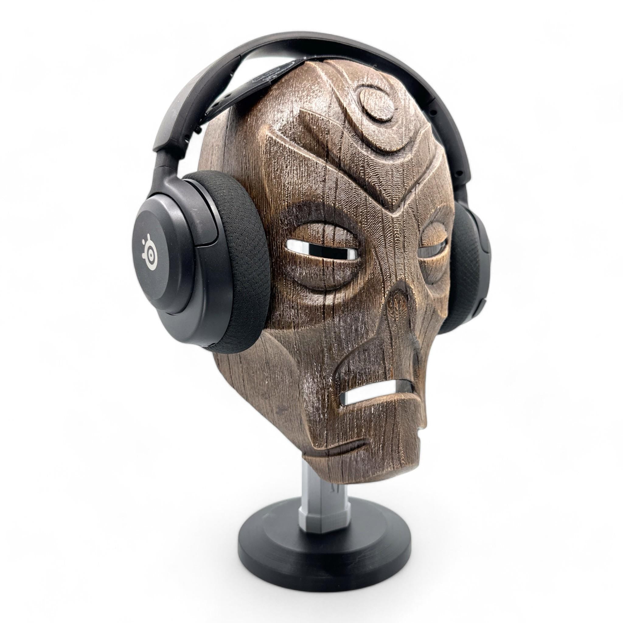 Skyrim Dragon Priest Wooden Mask Headphone Stand, Gaming Headset Holder