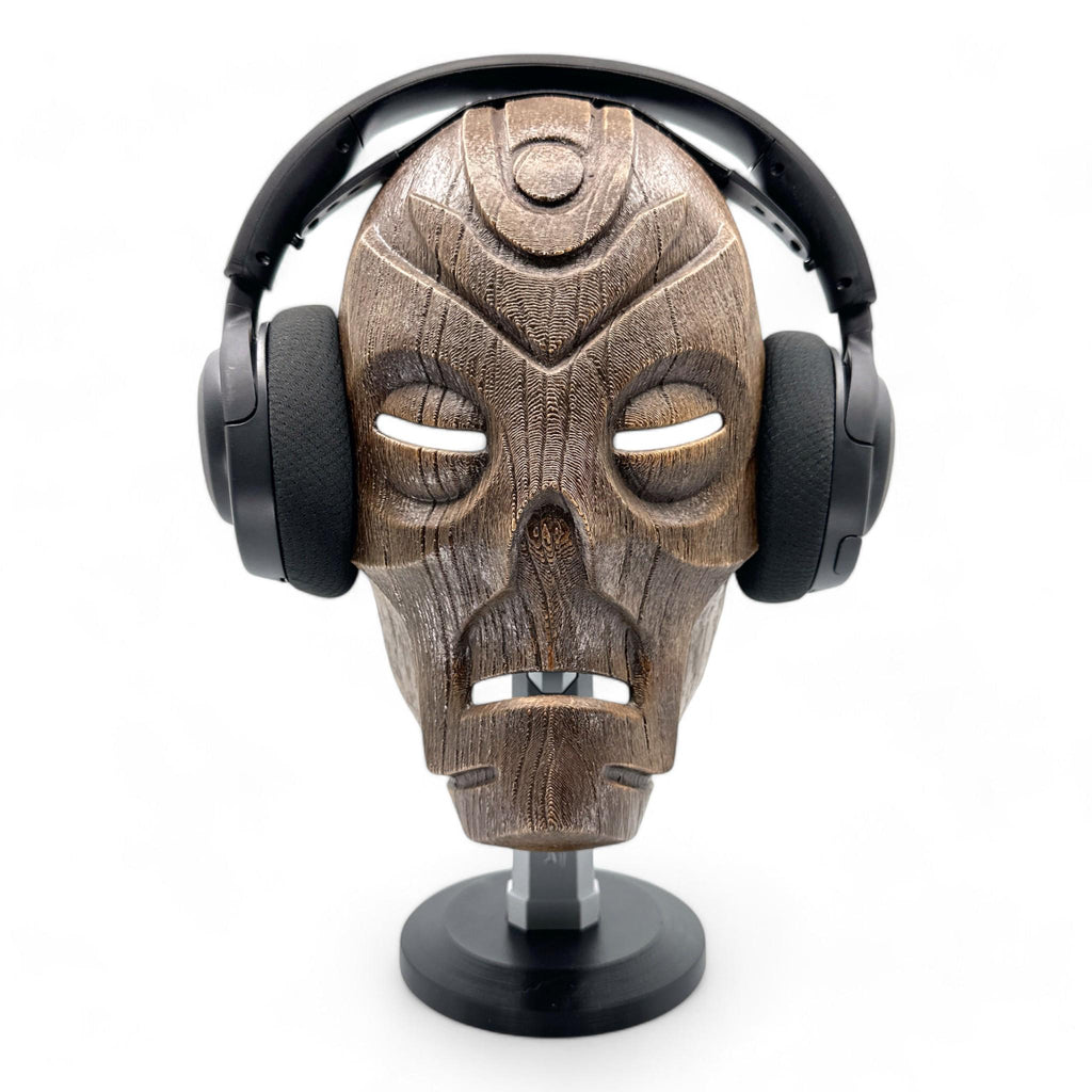 Skyrim Dragon Priest Wooden Mask Headphone Stand, Gaming Headset Holder