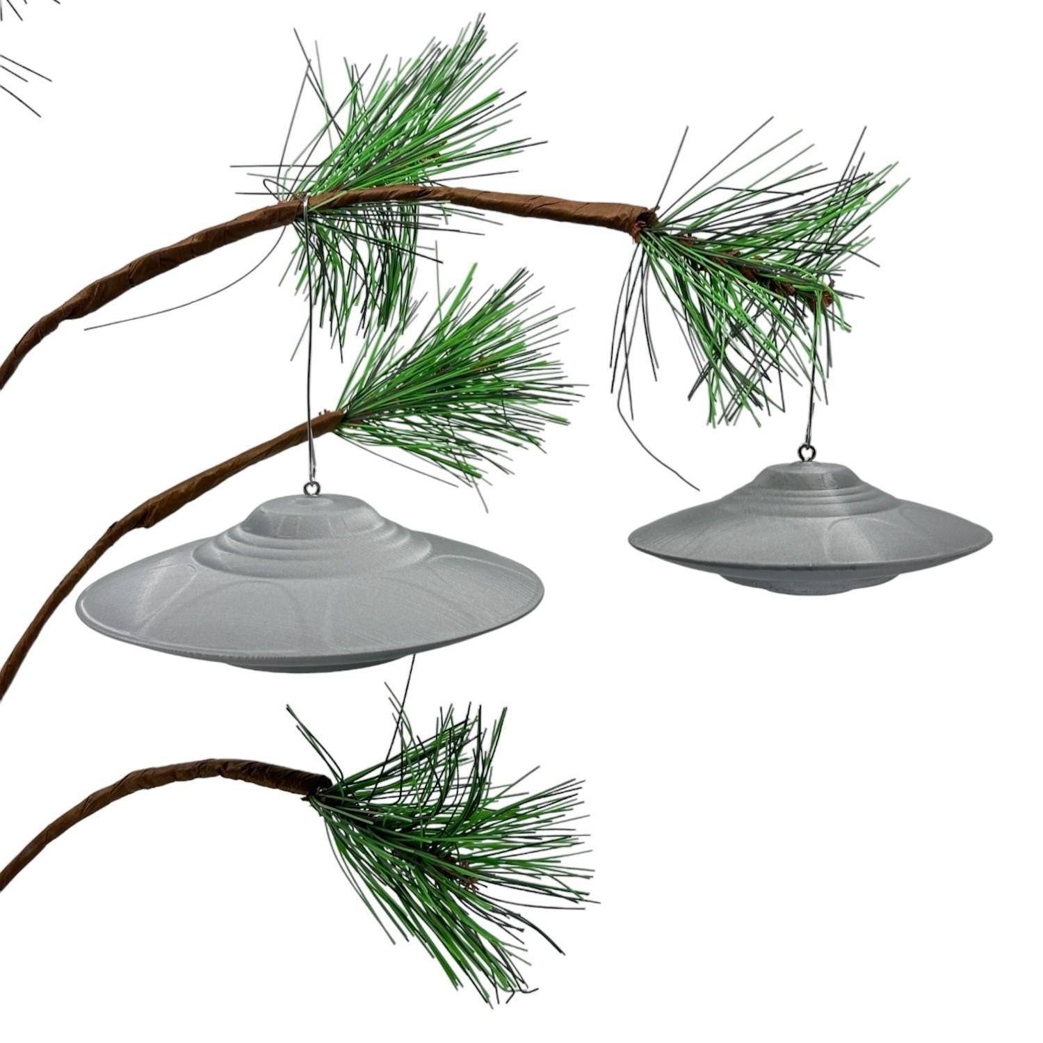 UFO Christmas Ornament, Bob Lazar Area 51 S4 Sport Model Flying Saucer, Extraterrestrial Spaceship, Sci-Fi Decor v2 – 3 or 4 Inches