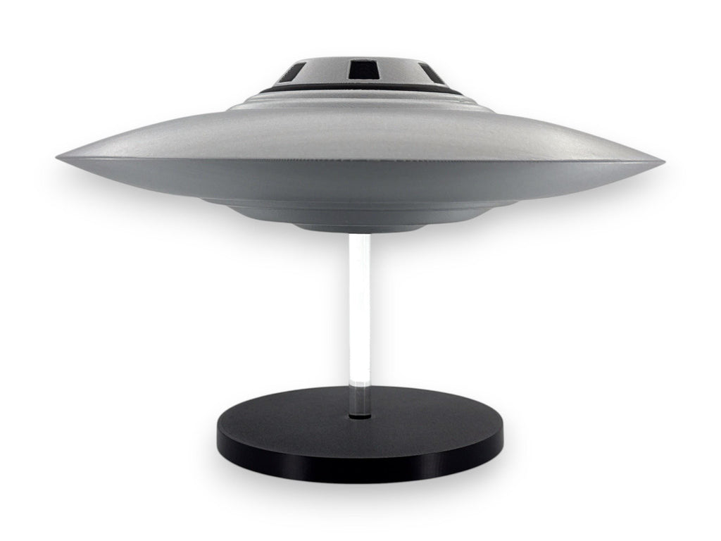 Bob Lazar UFO Model | Area 51 Flying Saucer | 3D Printed Silver & Black Replica | 4–12″ Sizes + Stand