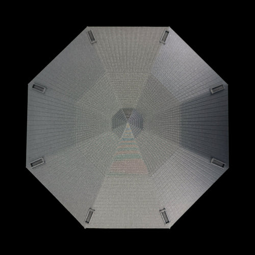 Indonesia Octagonal UFO – 6"–10" — view 2, 3D printed replica on black background