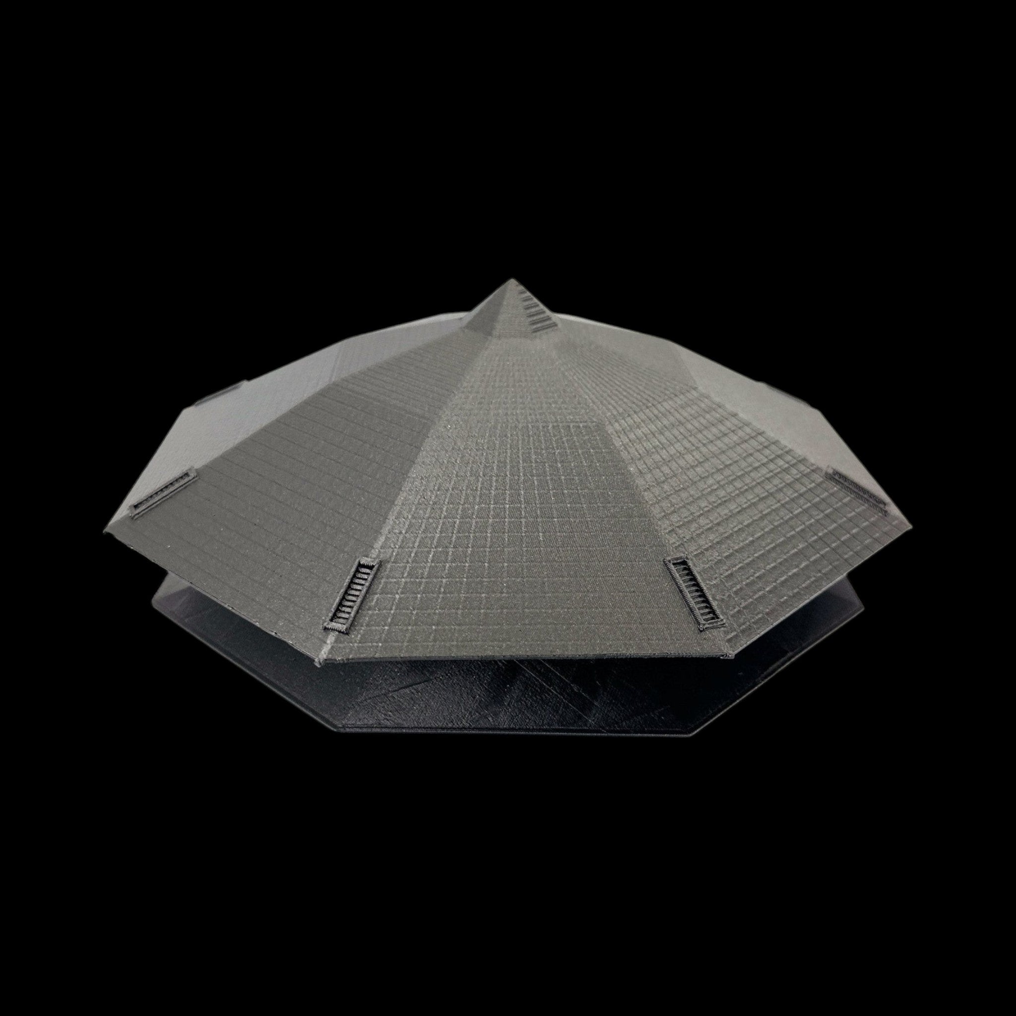 Indonesia Octagonal UFO – 6"–10" — view 3, 3D printed replica on black background