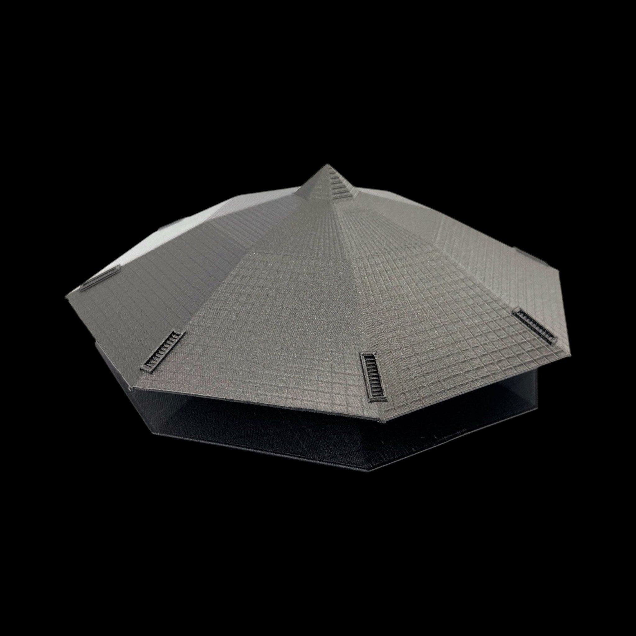 Indonesia Octagonal UFO – 6"–10" — view 4, 3D printed replica on black background