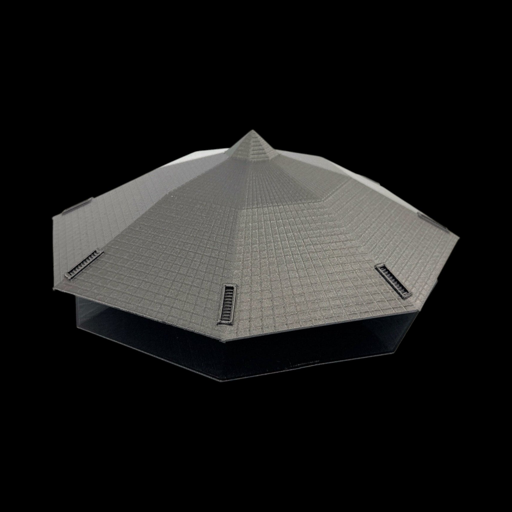 Indonesia Octagonal UFO – 6"–10" — view 5, 3D printed replica on black background