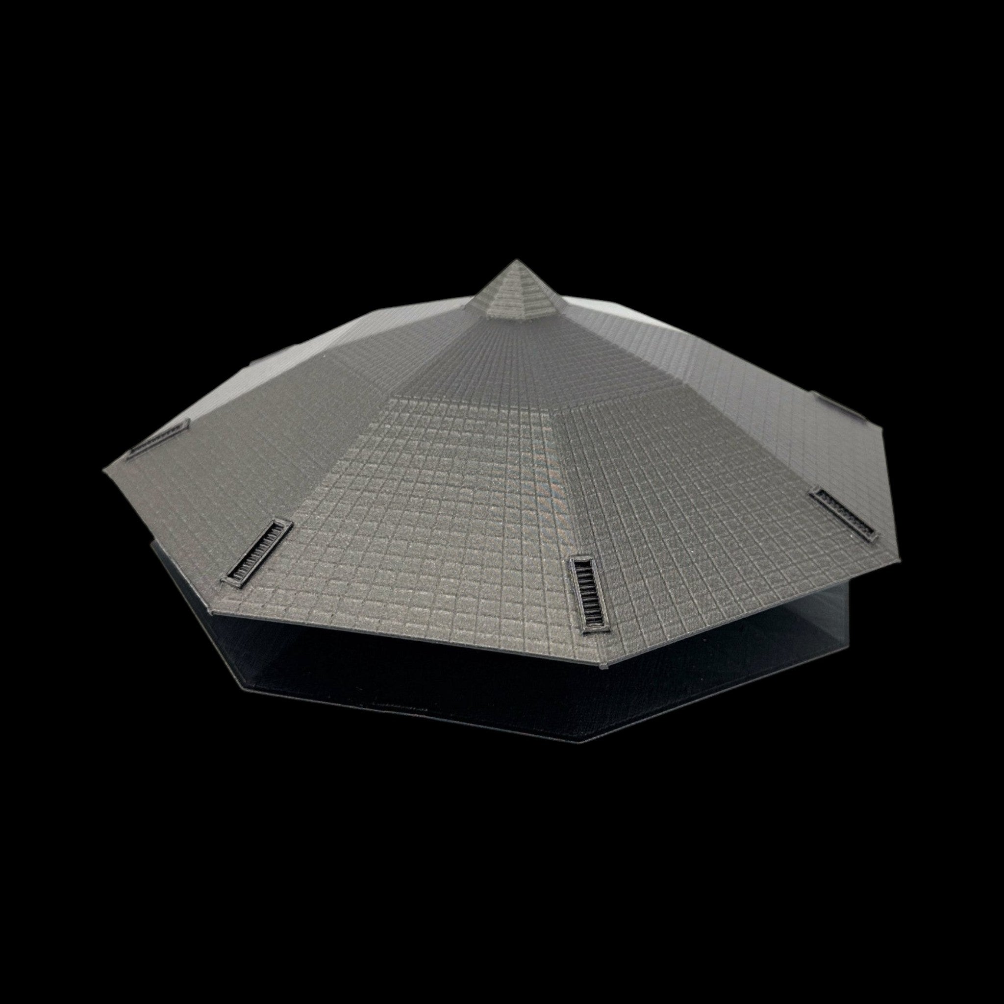 Indonesia Octagonal UFO – 6"–10" — view 7, 3D printed replica on black background