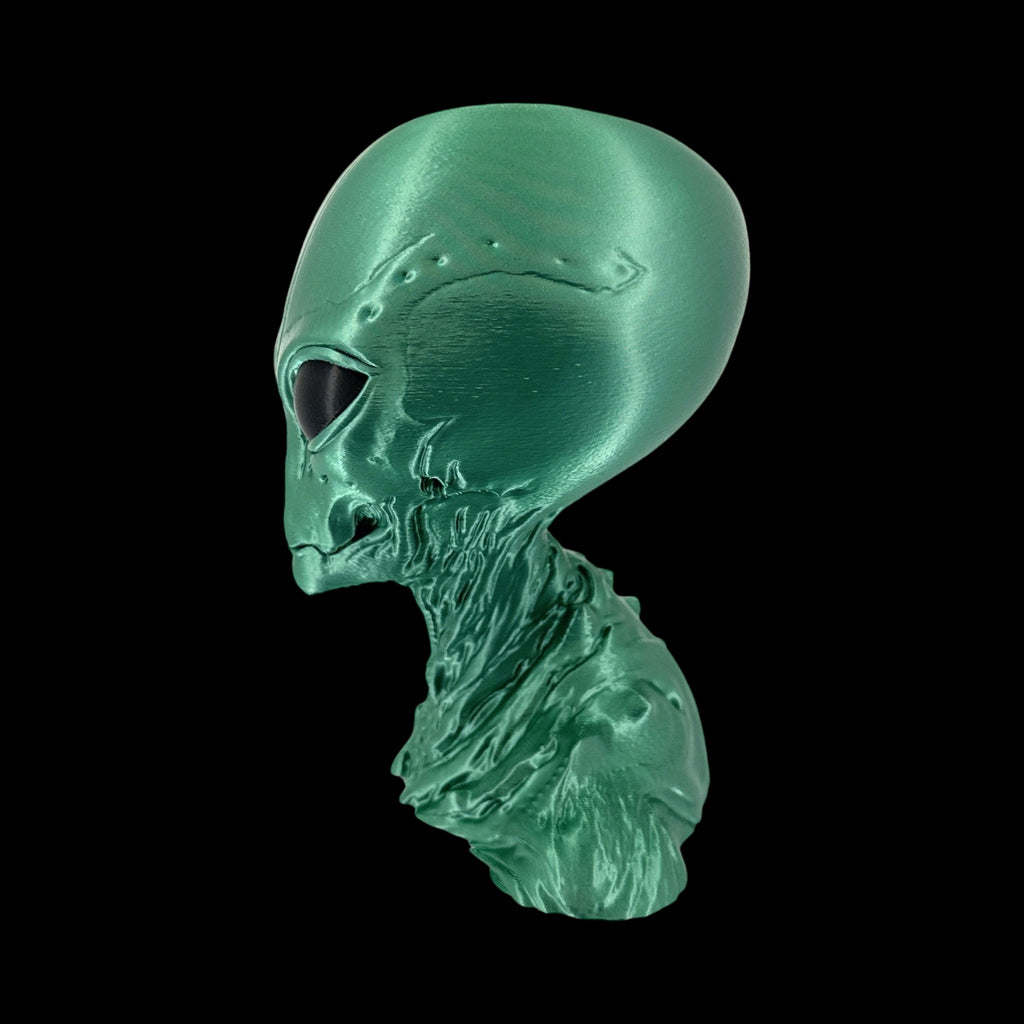 Insectoid Alien Head Bust – 4"–10" — view 3, 3D printed replica on black background