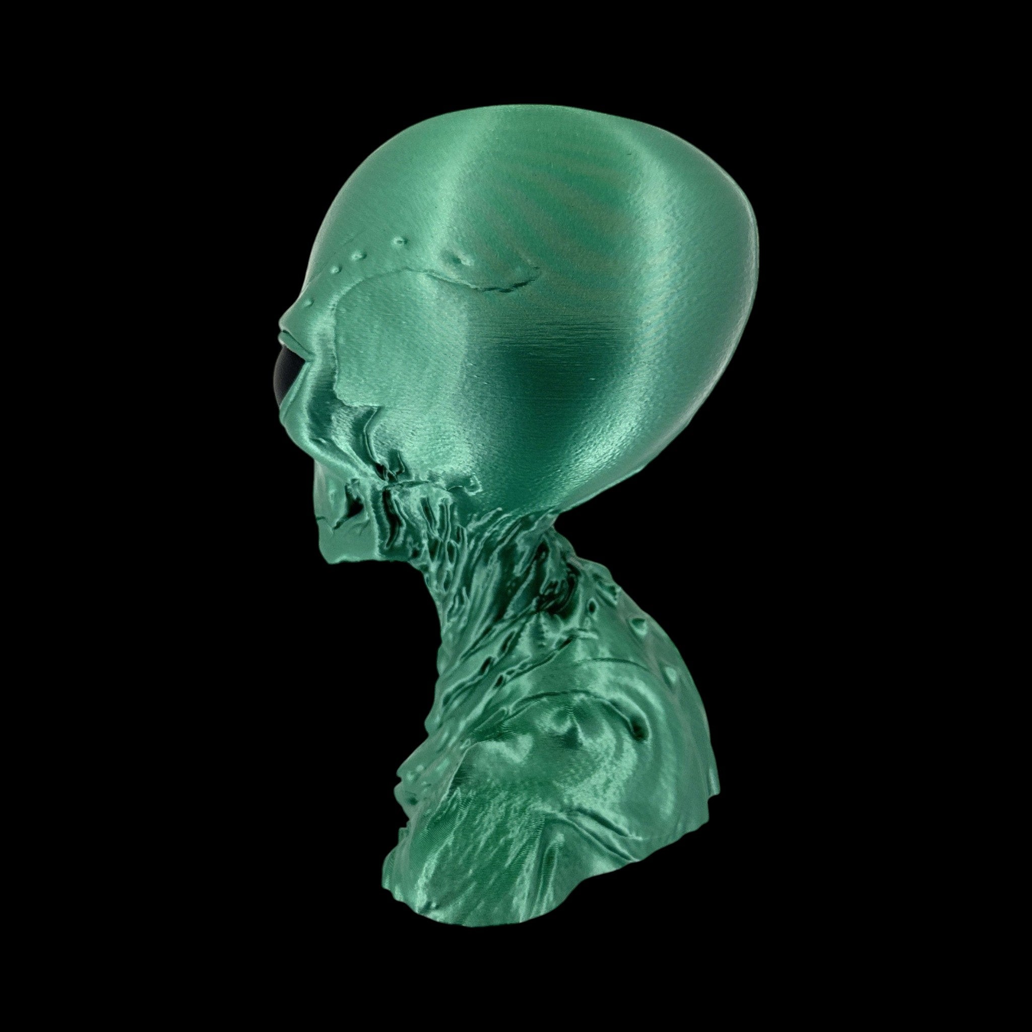 Insectoid Alien Head Bust – 4"–10" — view 4, 3D printed replica on black background