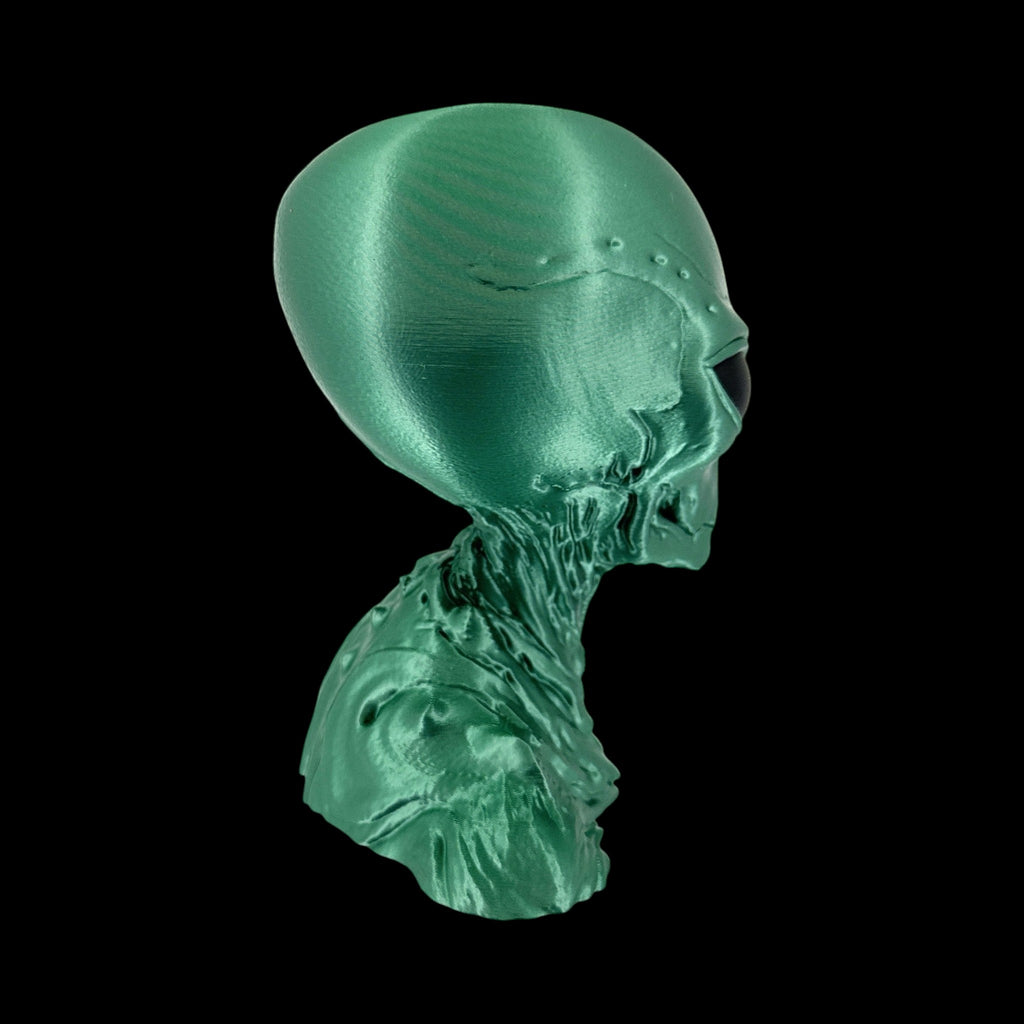 Insectoid Alien Head Bust – 4"–10" — view 6, 3D printed replica on black background