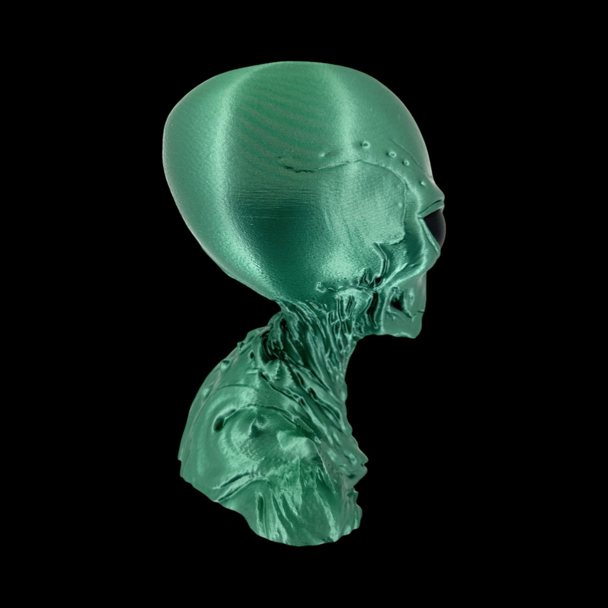 Insectoid Alien Head Bust – 4"–10" — view 6, 3D printed replica on black background