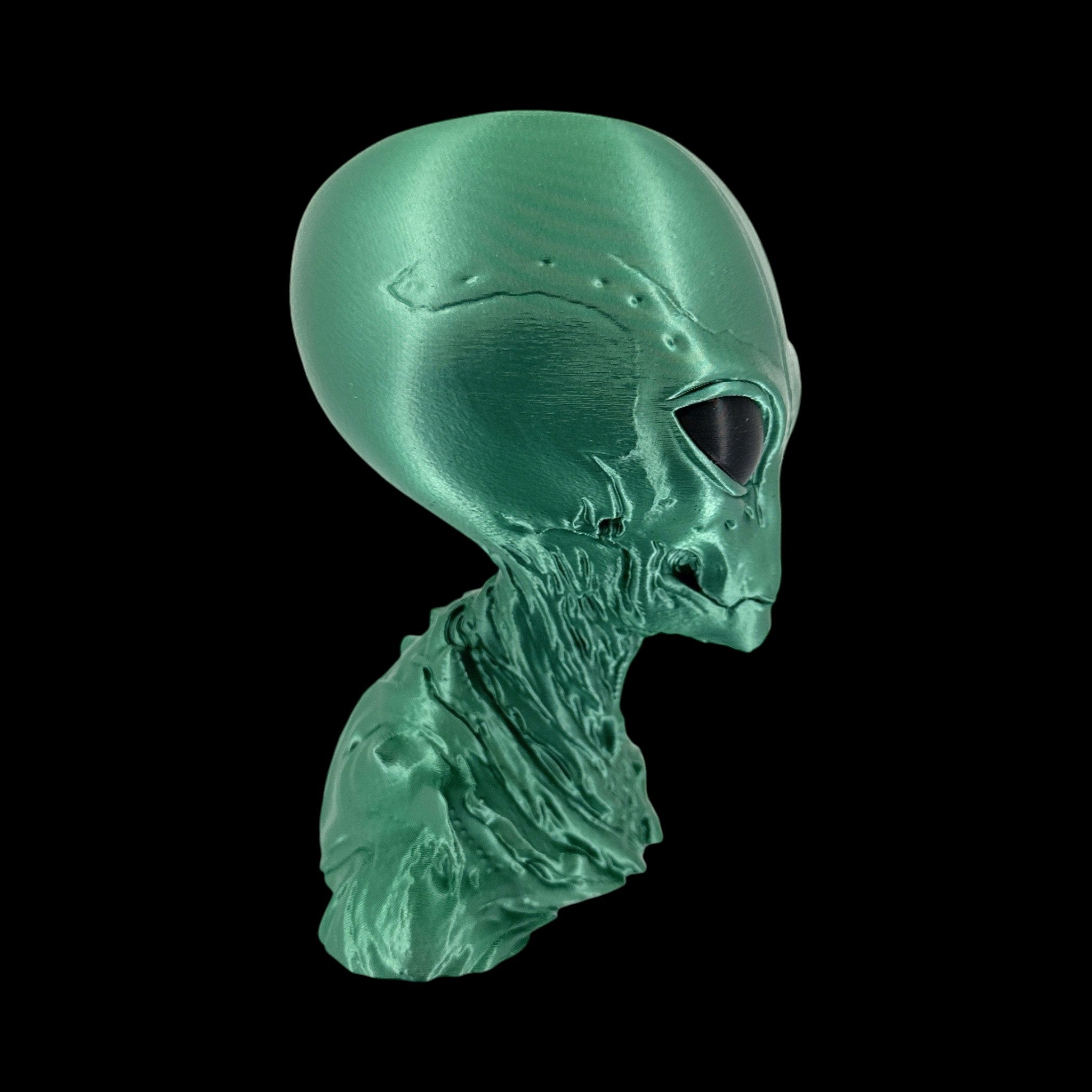 Insectoid Alien Head Bust – 4"–10" — view 7, 3D printed replica on black background