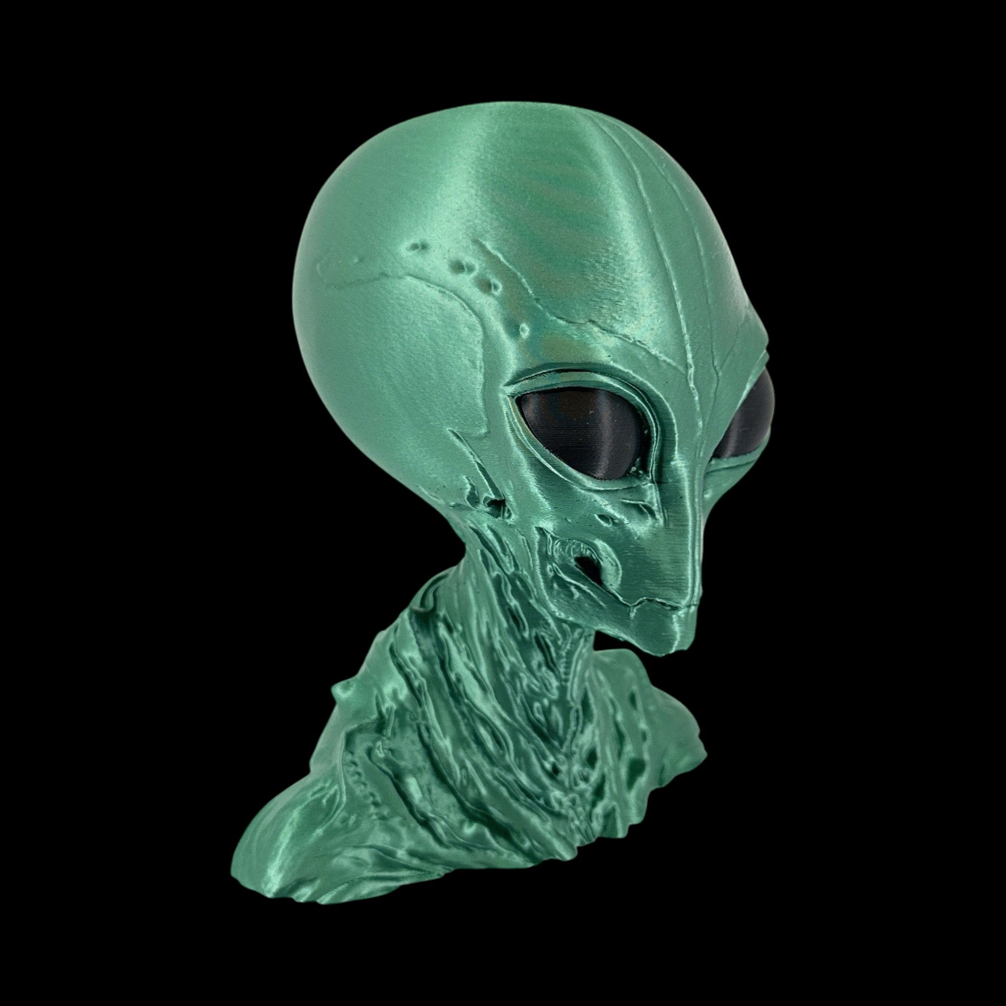 Insectoid Alien Head Bust – 4"–10" — view 8, 3D printed replica on black background