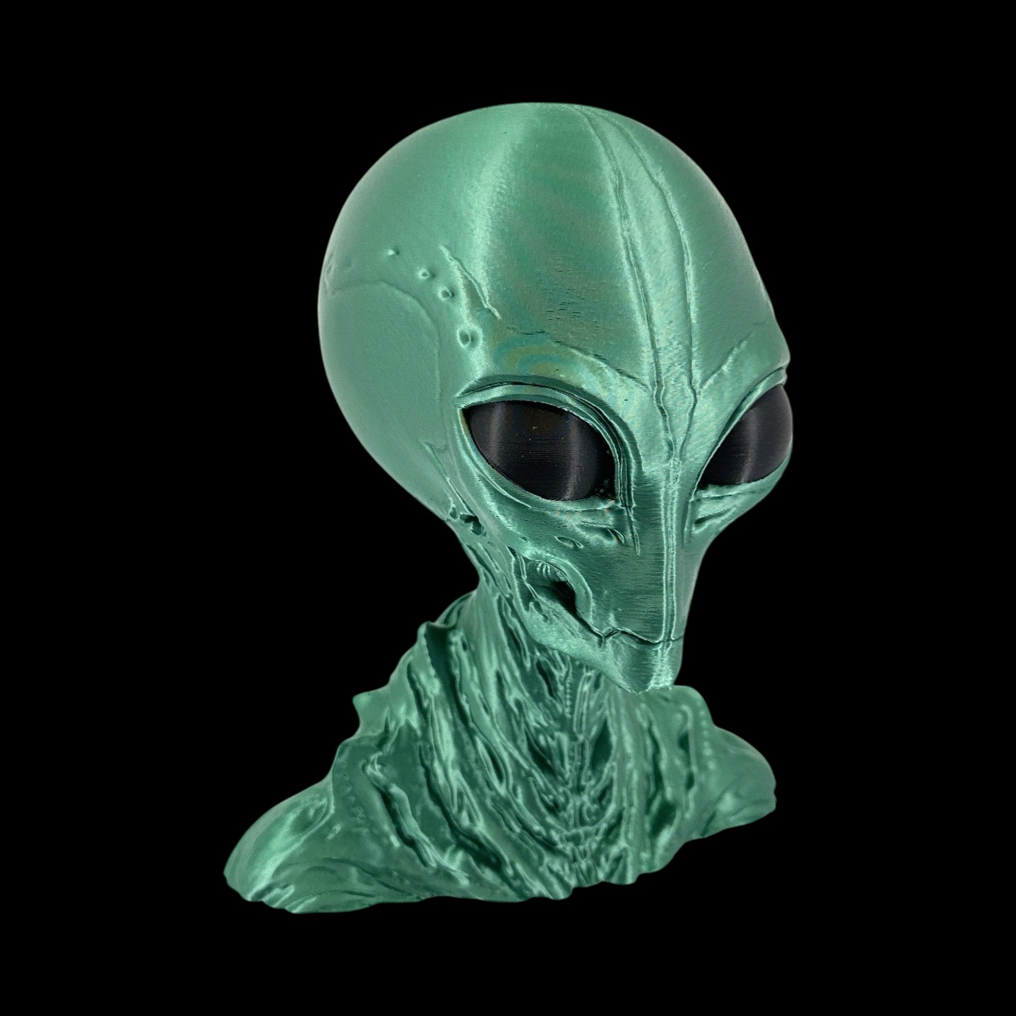 Insectoid Alien Head Bust – 4"–10" — view 9, 3D printed replica on black background