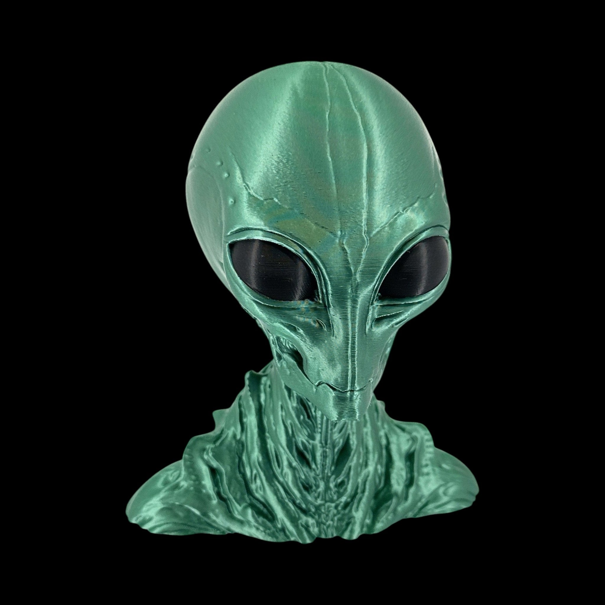 Insectoid Alien Head Bust – 4"–10" — view 10, 3D printed replica on black background