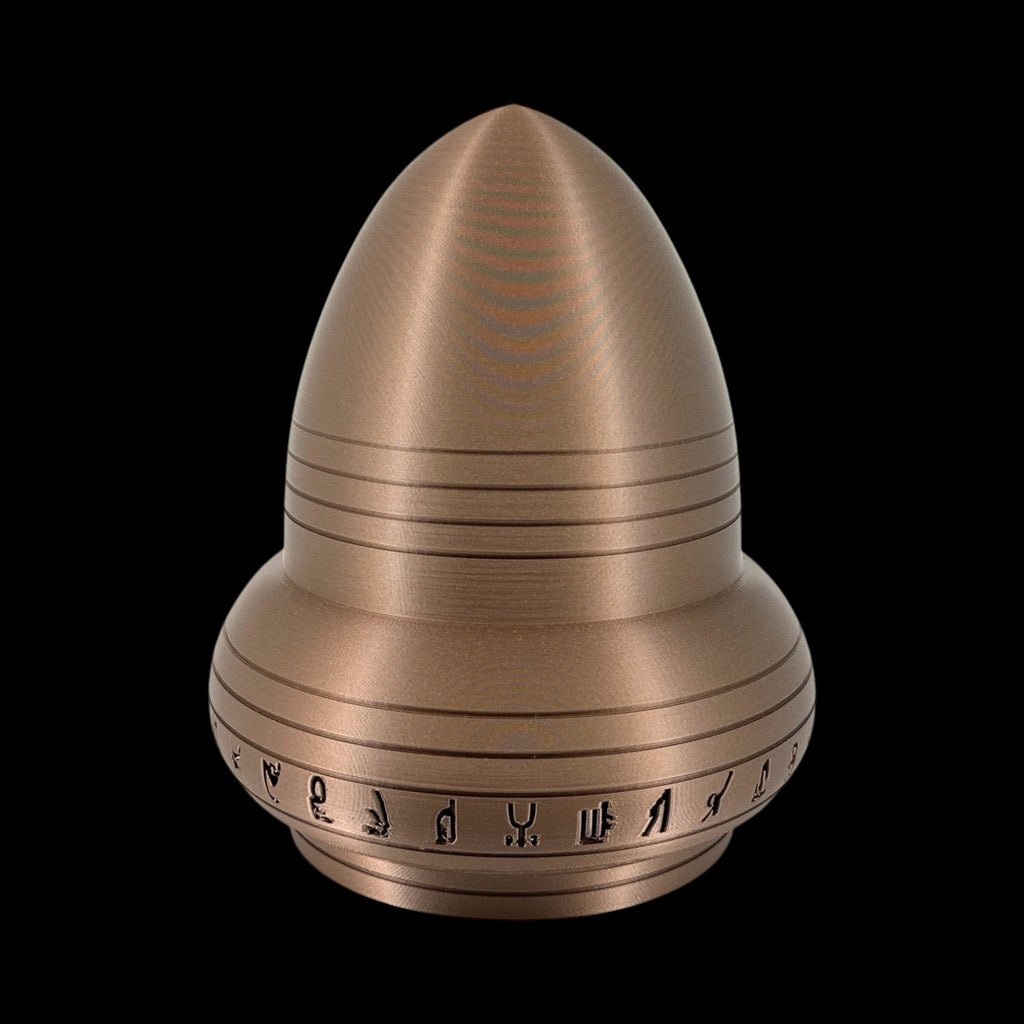Kecksburg Acorn UFO – 4"–10" — view 4, 3D printed replica on black background