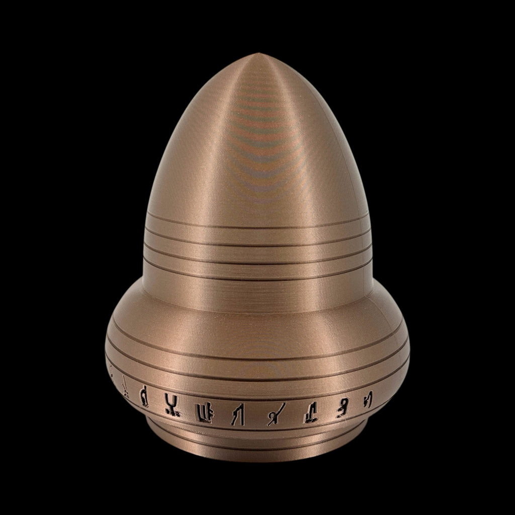 Kecksburg Acorn UFO – 4"–10" — view 5, 3D printed replica on black background