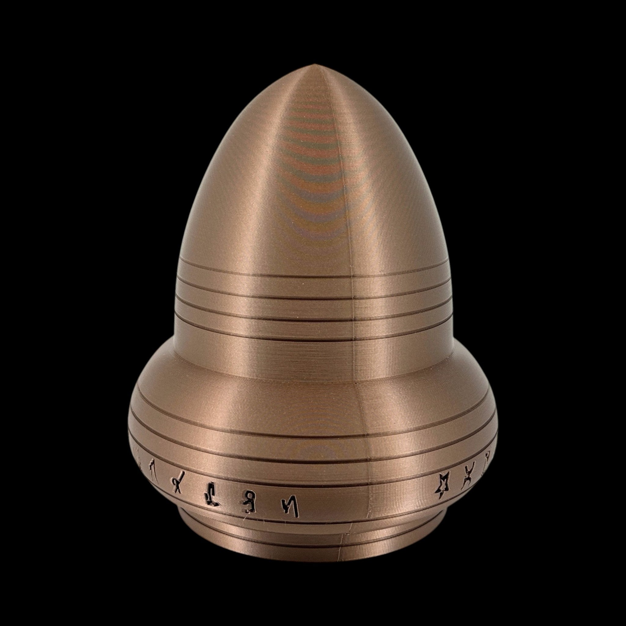 Kecksburg Acorn UFO – 4"–10" — view 7, 3D printed replica on black background