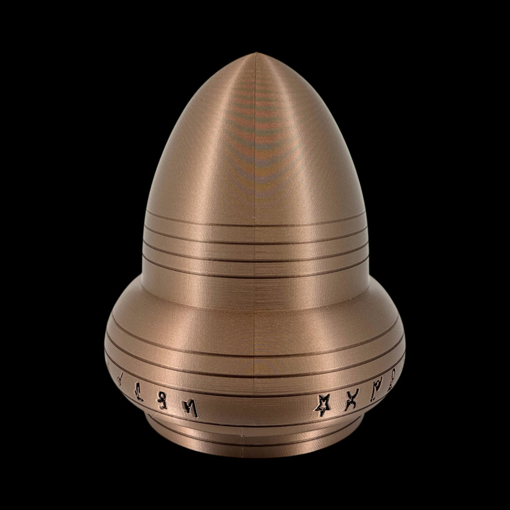Kecksburg Acorn UFO – 4"–10" — view 8, 3D printed replica on black background