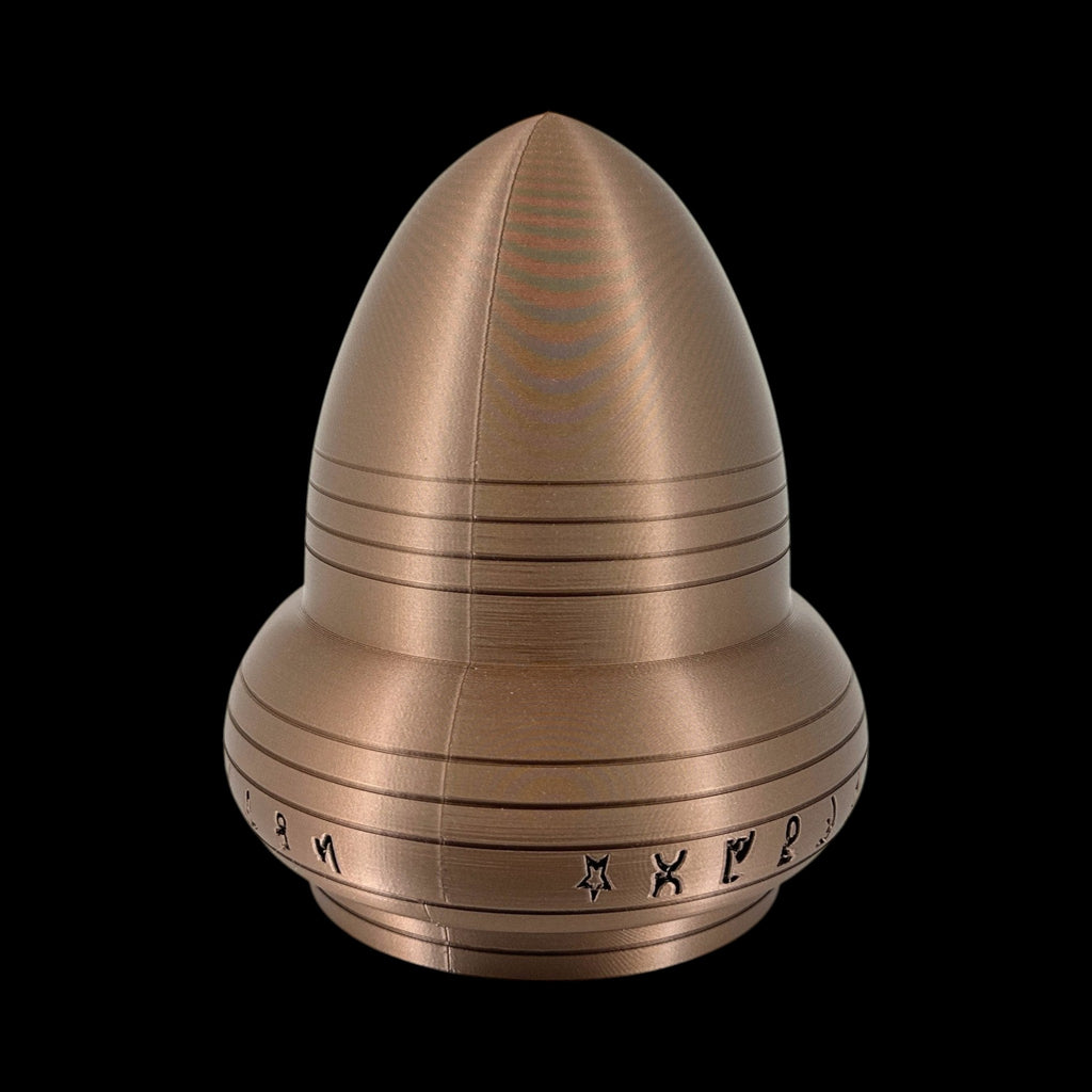 Kecksburg Acorn UFO – 4"–10" — view 9, 3D printed replica on black background