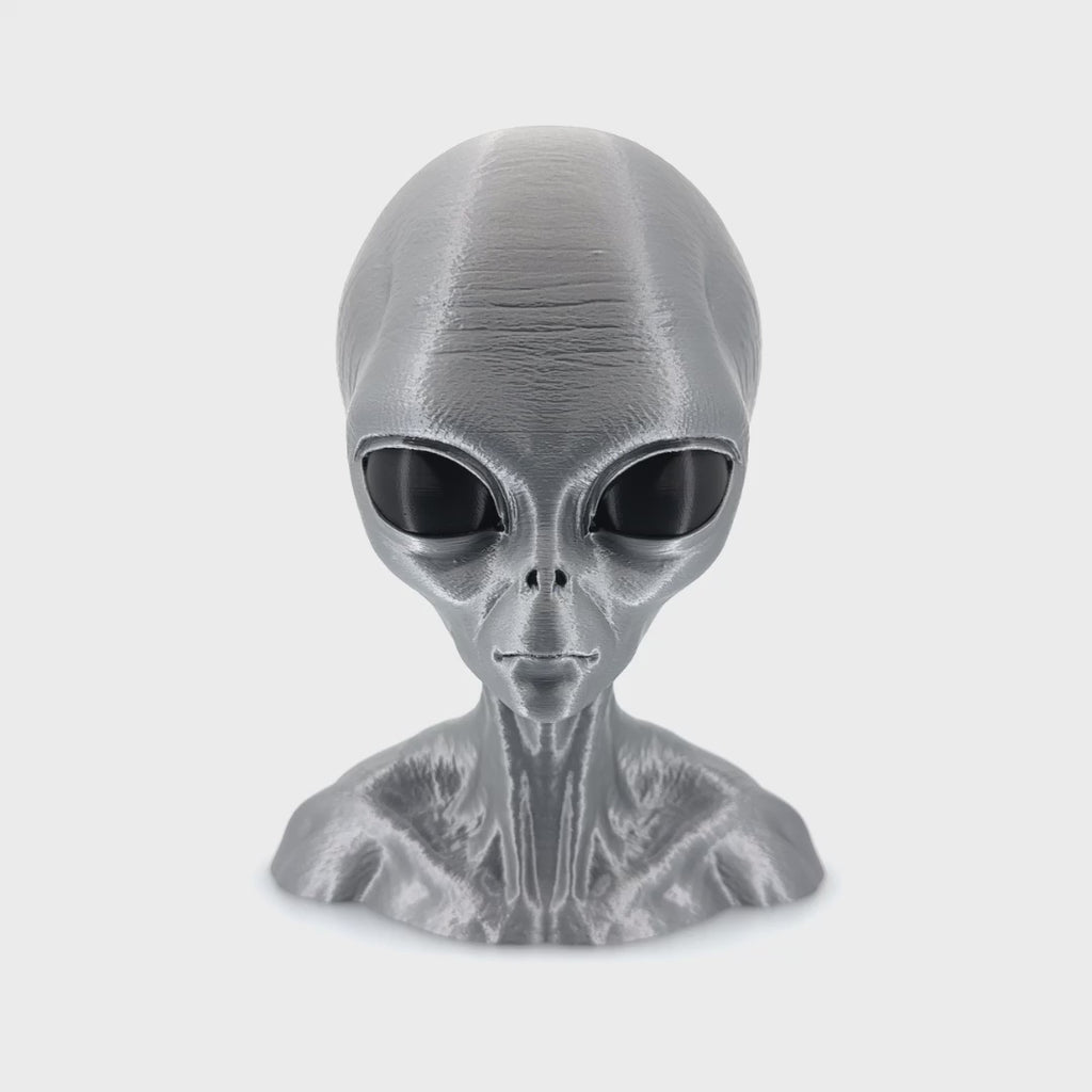 Grey Alien Head Bust – Intricate 3D Printed Sci-Fi Decor